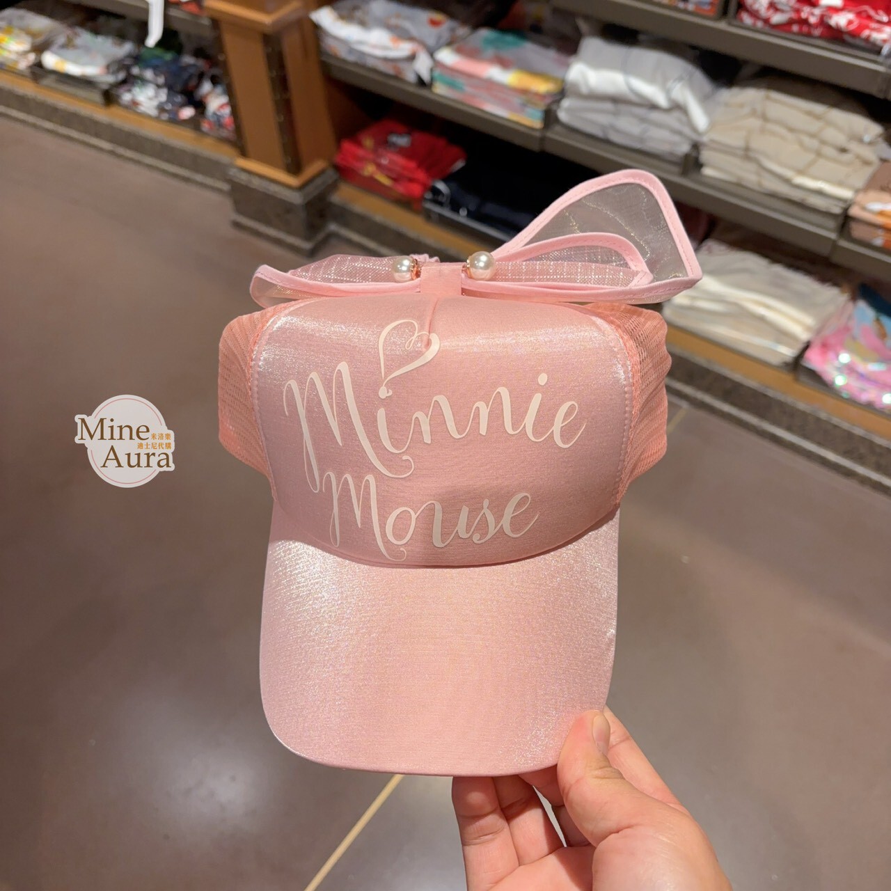 米妮 Minnie 英文字圖案 蝴蝶結造型 棒球帽 帽子 -上海迪士尼樂園