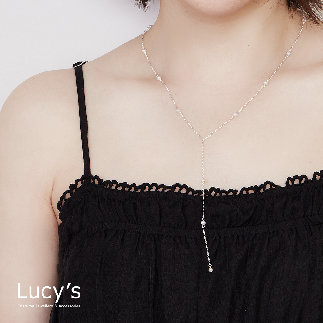 925純銀 法式珍珠 項鍊 (129565)