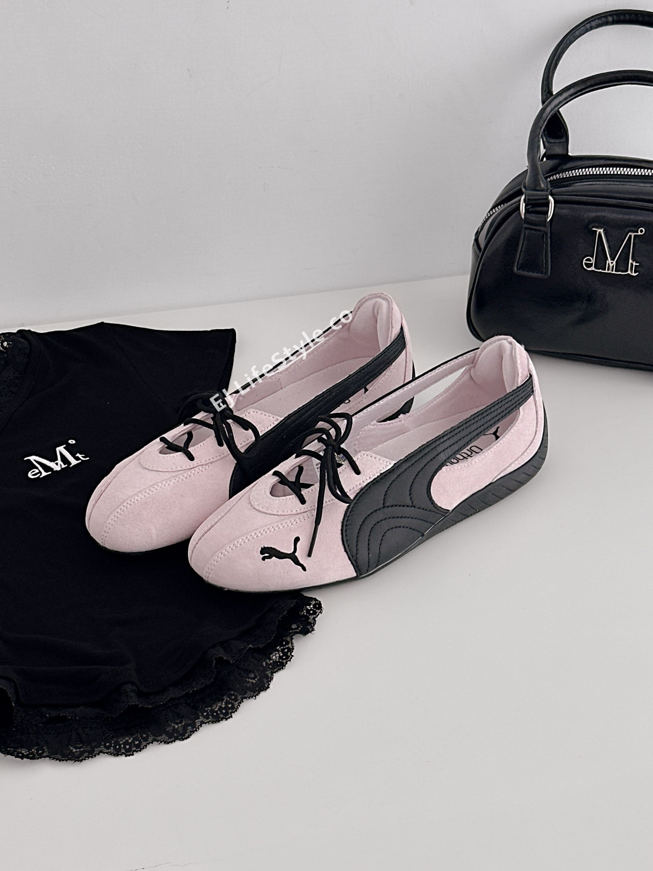 PUMA SPEEDCAT BALLET NOVA 綁帶賽車鞋 芭蕾舞鞋 涼鞋 黑粉 女鞋 408340-01 / 調貨