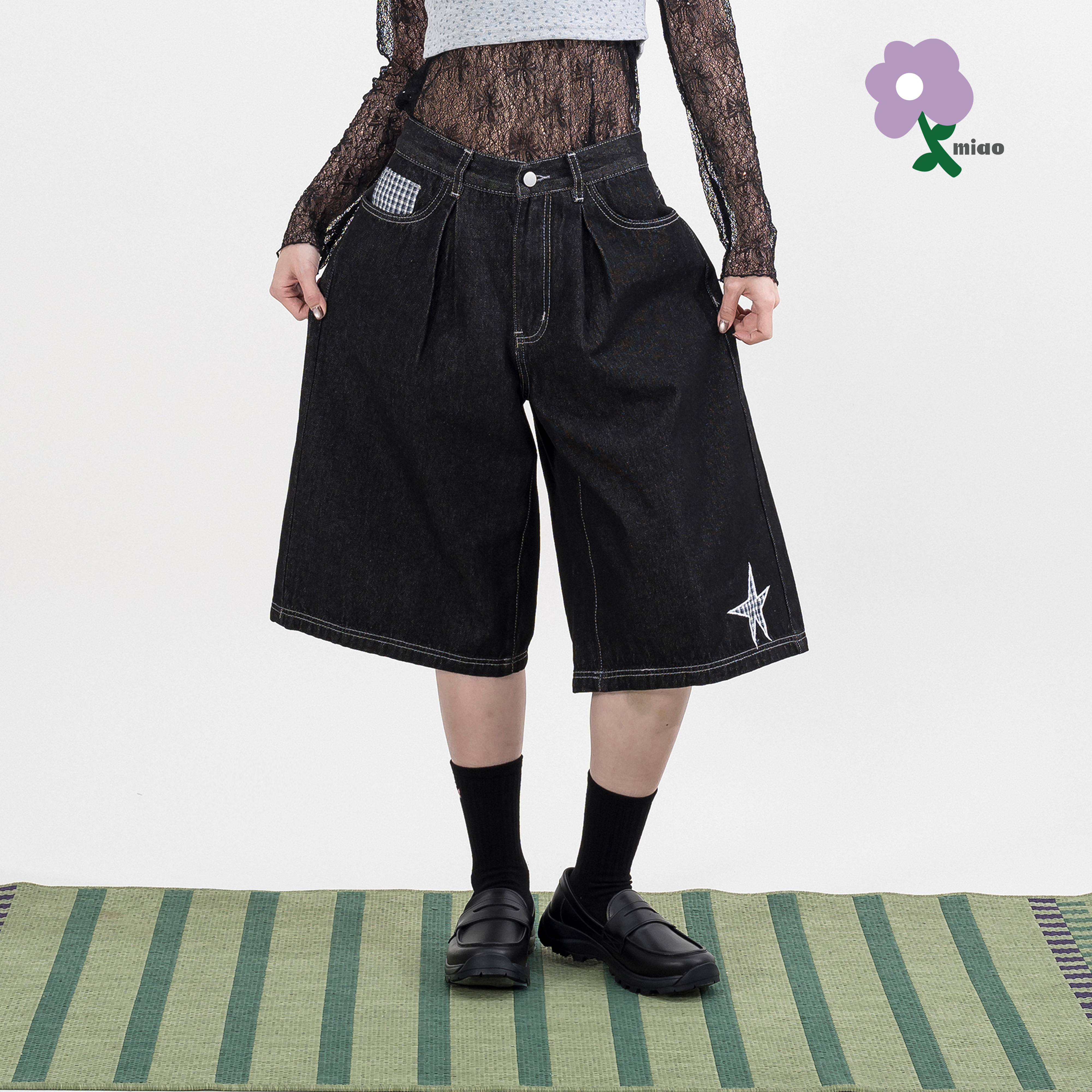 AGILITY MIAO Star Plaid Jorts 星星格紋 牛仔 七分褲 [M-J8]