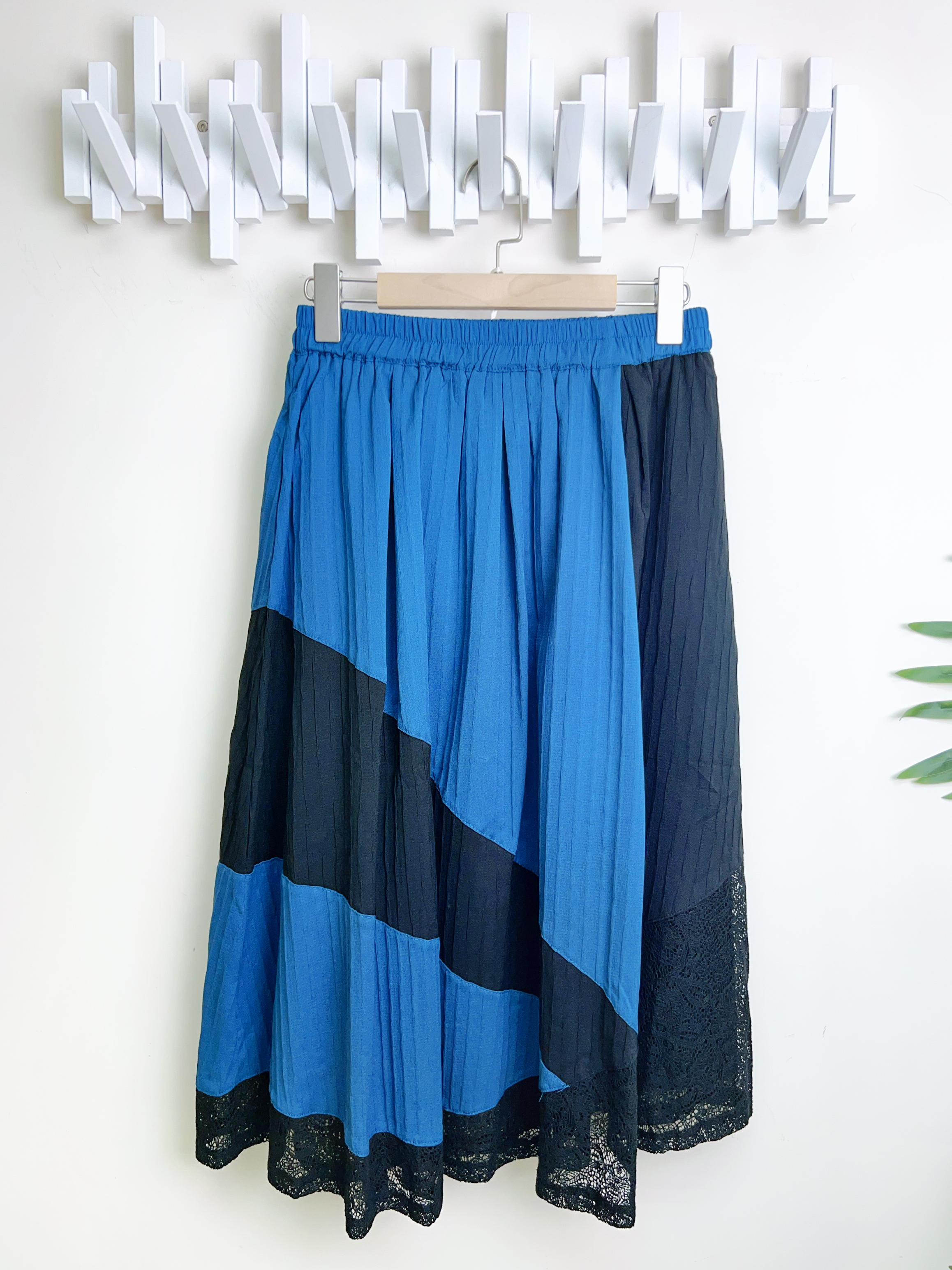 拼色雪紡通花半截裙（腰26-38 臀40 長30吋）37079 #2304clo