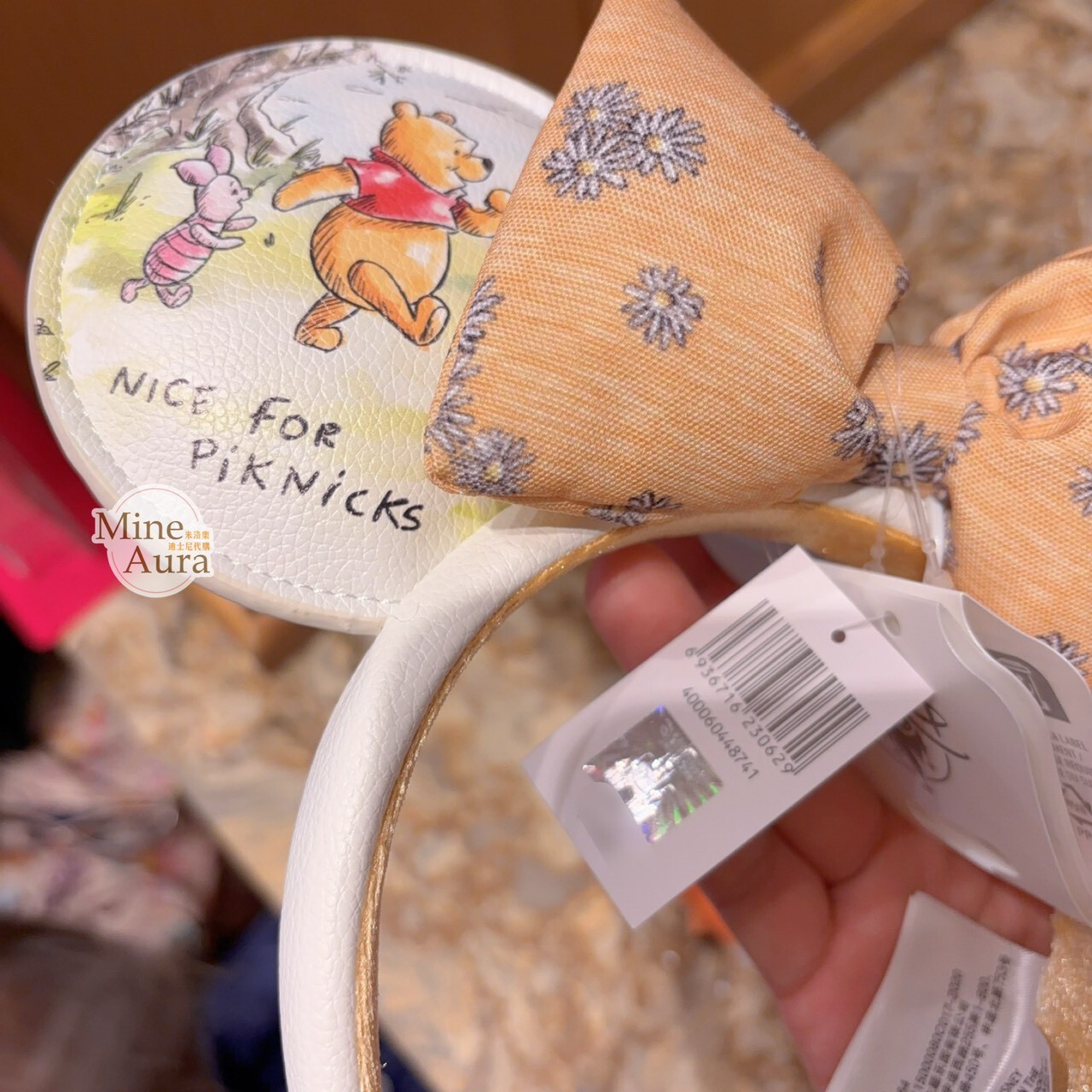 小熊維尼 Winnie the Pooh 圖案 米妮 Minnie 蝴蝶結 耳朵造型 髮圈 髮箍 -上海迪士尼樂園