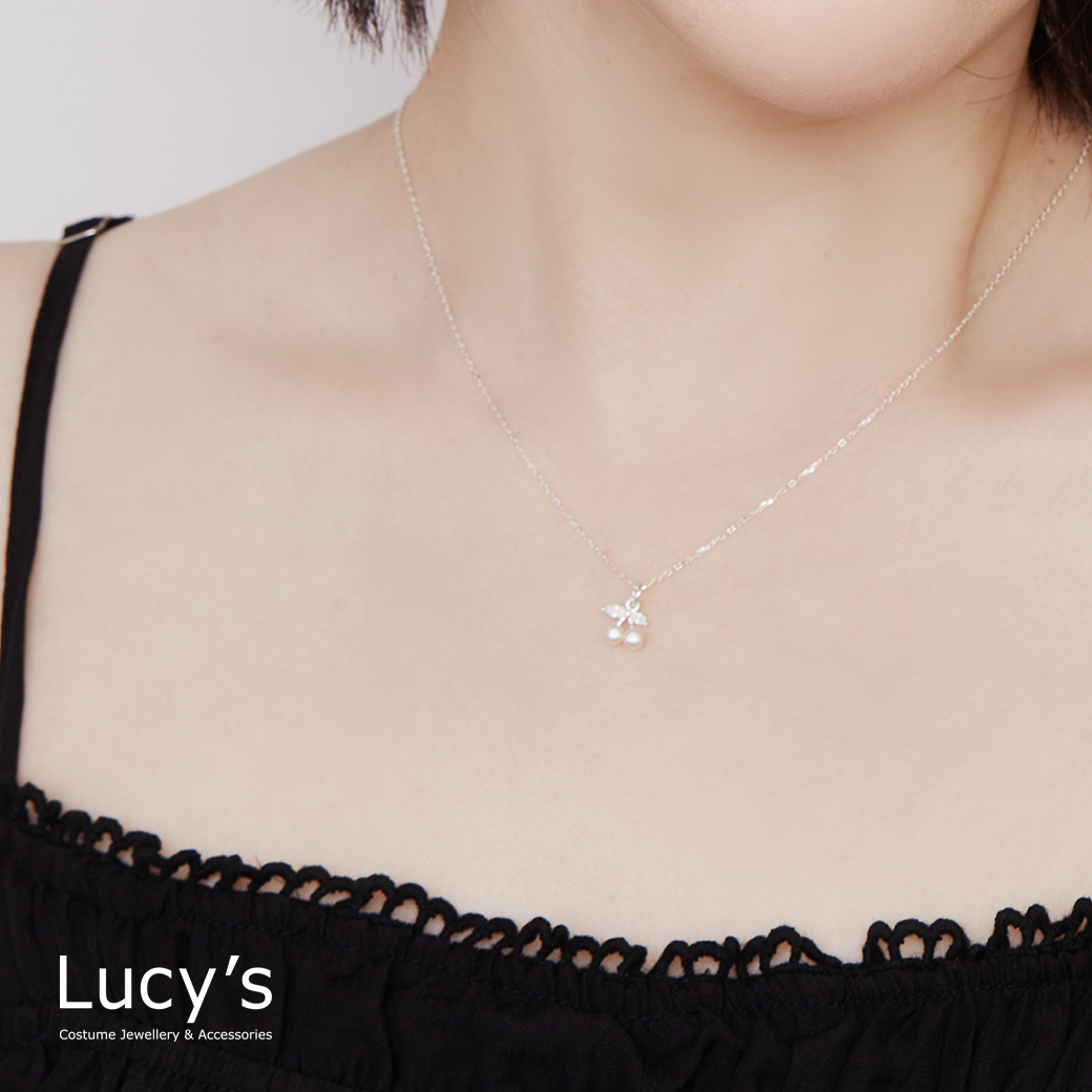 925純銀 珠光櫻桃 項鍊 (129540)