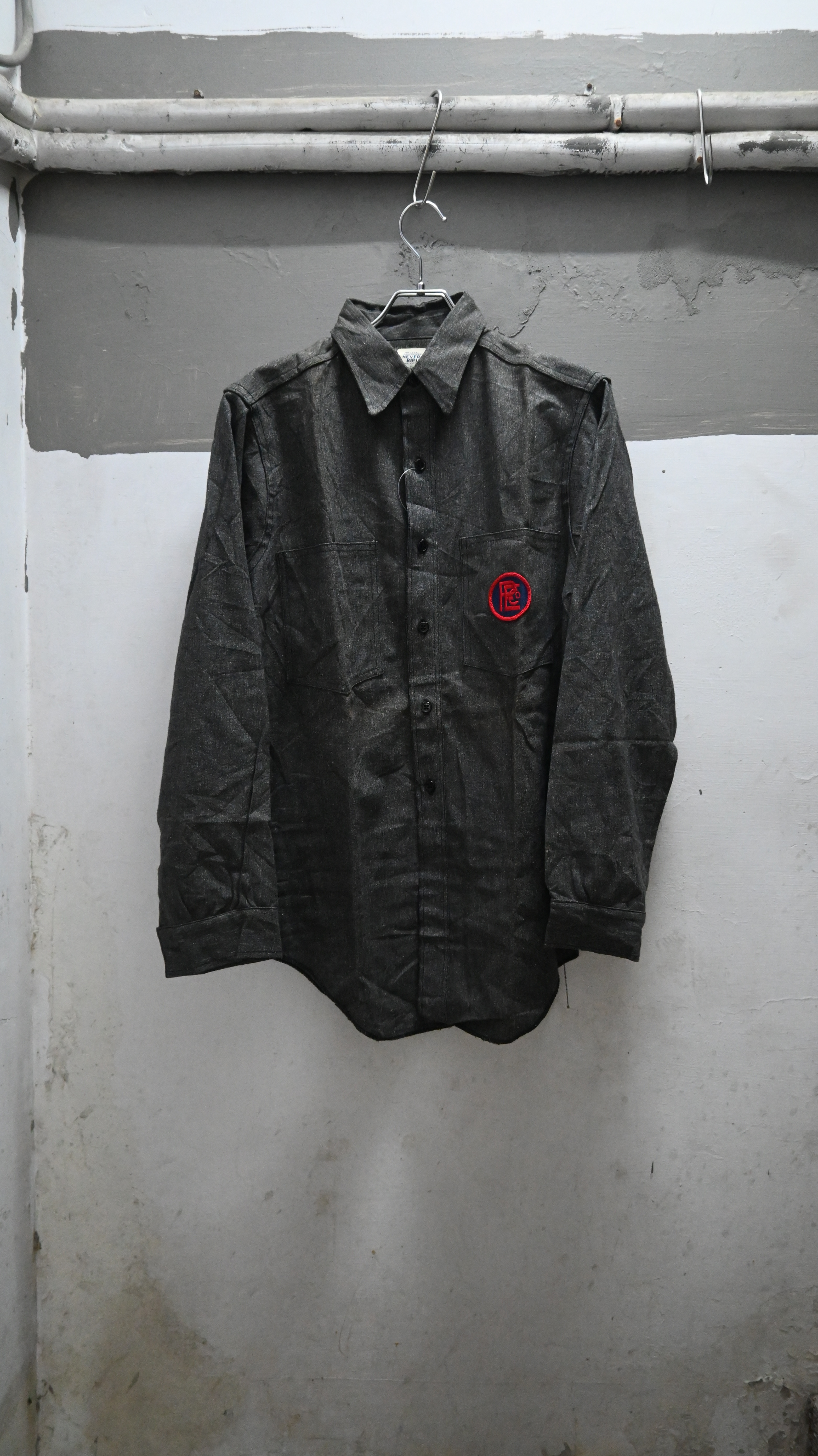 60's NEVER RIPUM Black Chambray Shirt (dead stock)
