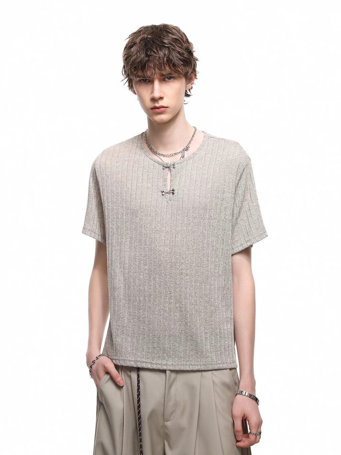 (GOAL) 紋理鈕扣 BOXY 短寬上衣 aw 26018