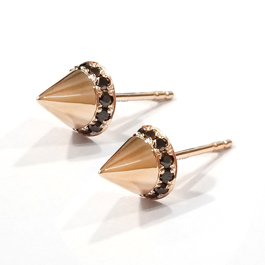 18K Rose Gold Black Diamond Earring