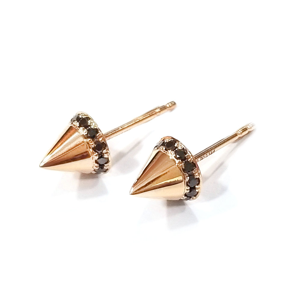 18K Rose Gold Black Diamond Earring