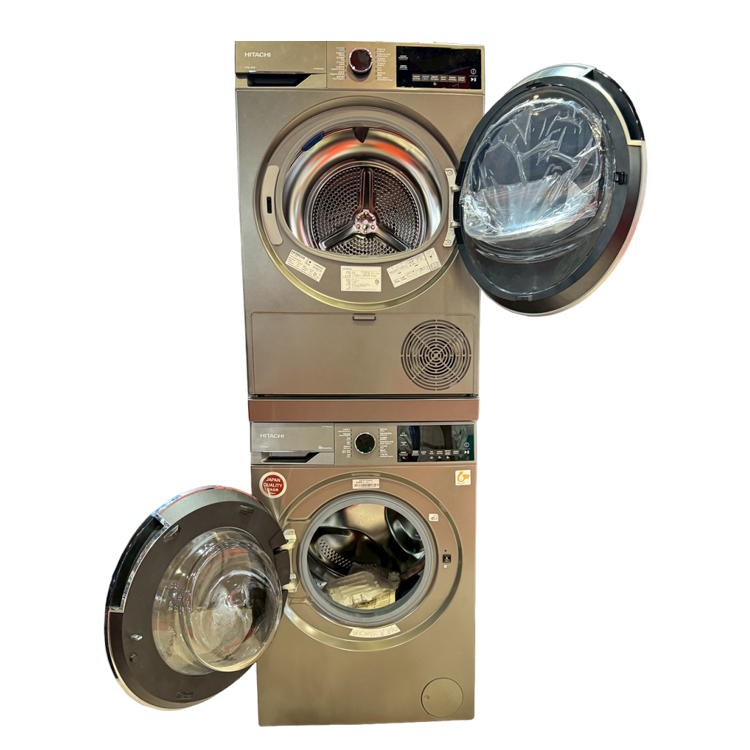 HITACHI 日立 12公斤 220V 蒸氣洗脫+熱泵除濕式 滾筒洗乾衣機堆疊組(BD-120XKVEM+TD-120XFVEM)