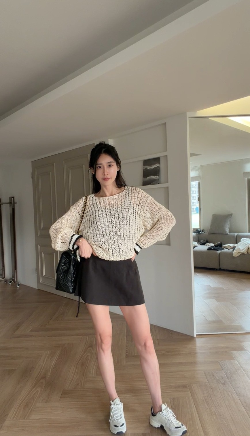 ｜韓國｜細斜紋A字短裙(有內襯褲)