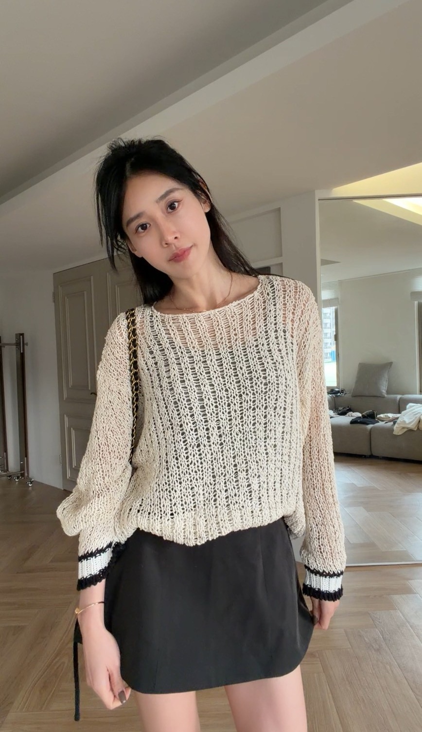 ｜韓國｜微鏤空粗針織上衣