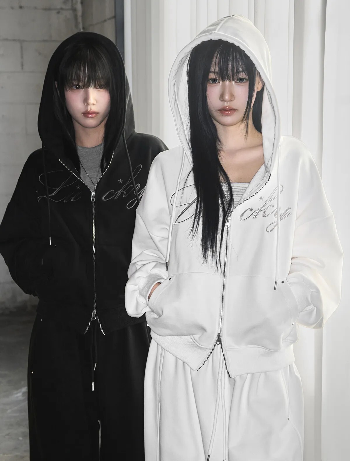 【預購】韓國 Looxp 幸運字母 印花 基本款 拉鍊 連帽 外套 4色