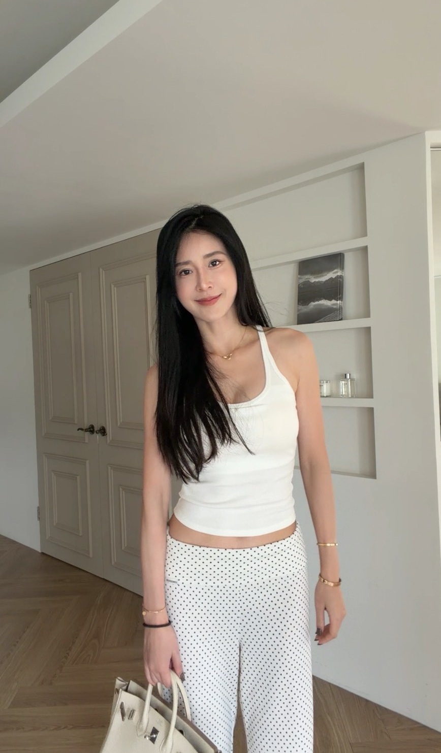 ｜韓國｜小點點翻摺腰帶寬褲