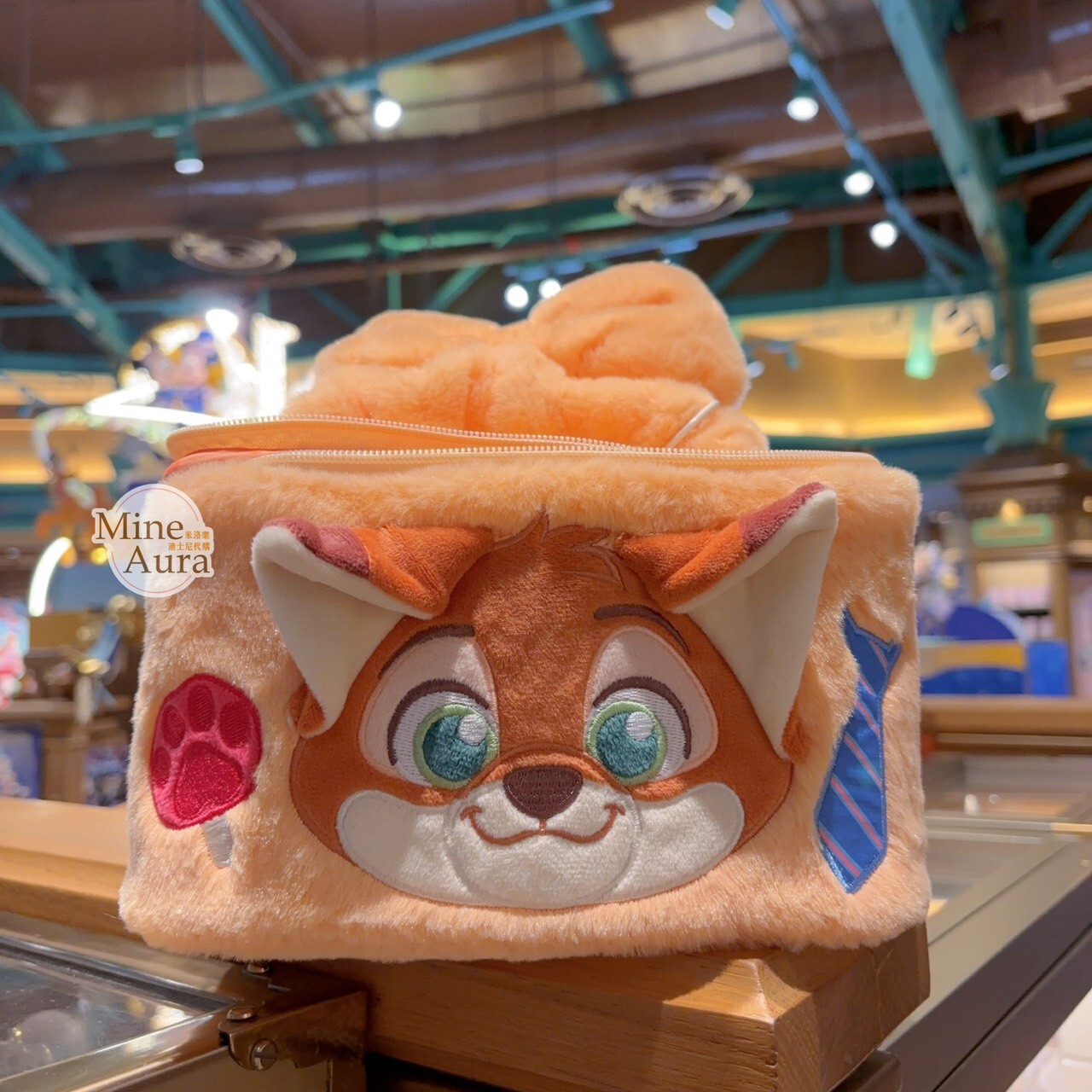 胡尼克 Nick 狐狸 絨毛造型 手提收納包 化妝包 動物方城市 Zootopia -上海迪士尼樂園