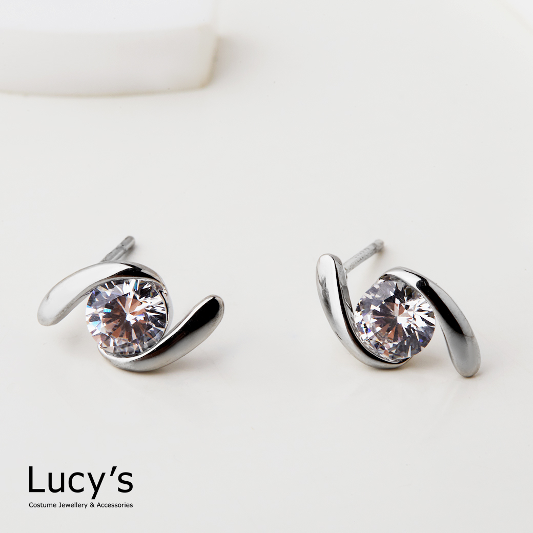 晶鑽螺旋 耳環 (二色) (127861/127863)