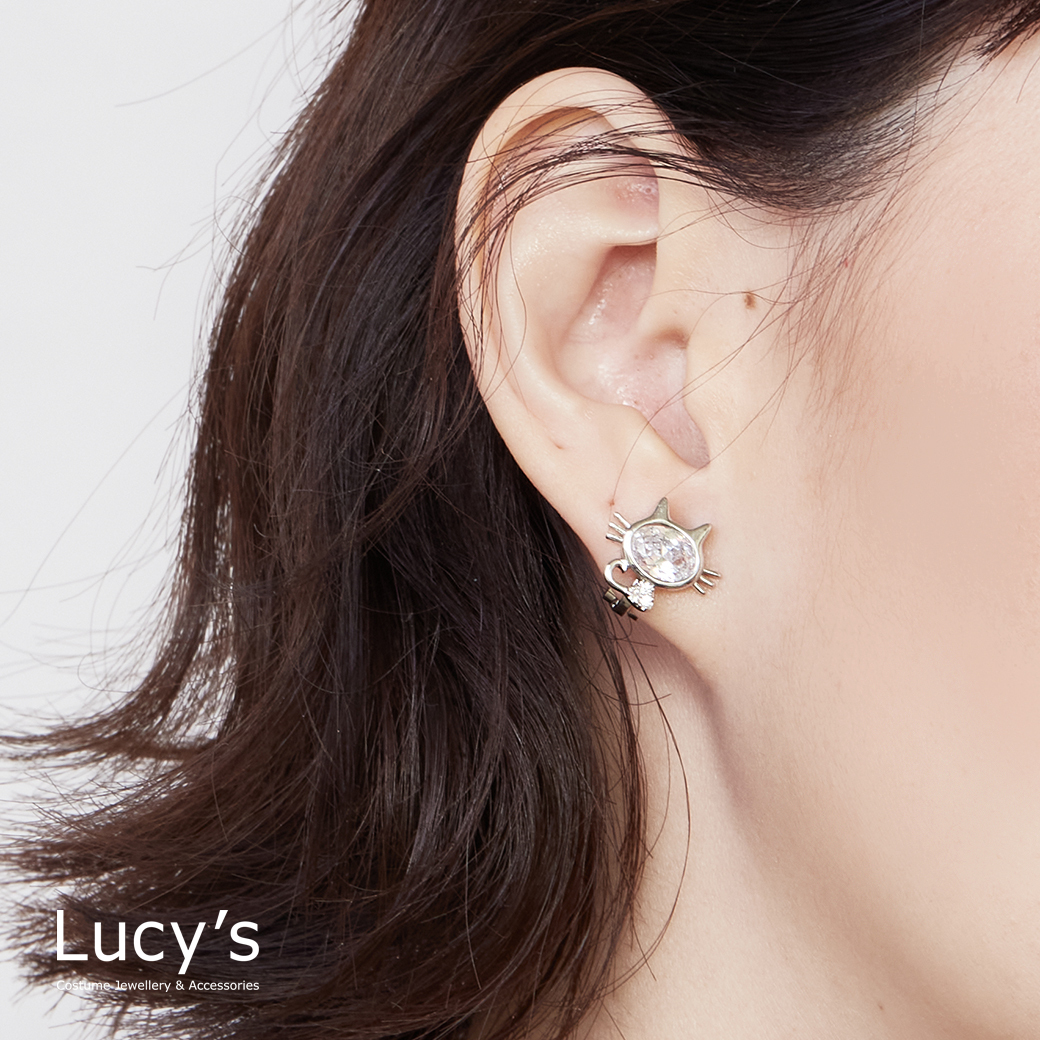 鋯耀小貓 夾式耳環 (二色) (127001/127002)