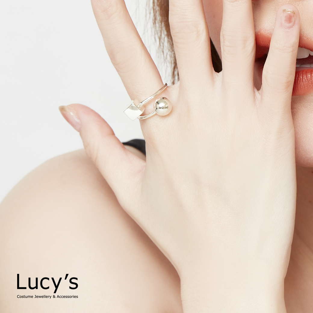 925純銀 幾何交錯 開口戒 (125920)