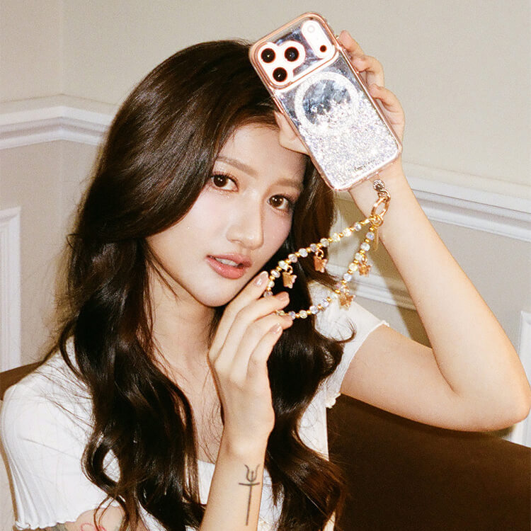 浪漫粉蝶飛舞炫彩白晶 串珠手腕繩 短掛繩 手機掛繩