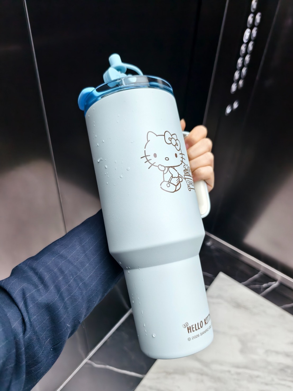 正版授權 HELLOKITTY 吸管杯 保溫杯 兩件 禮盒組