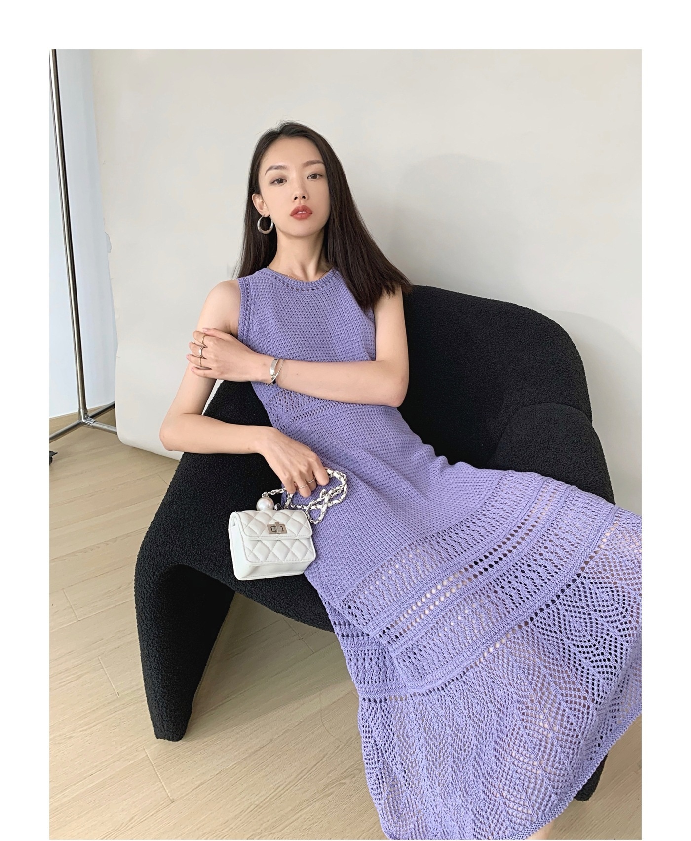 編織感洞洞 收腰洋裝