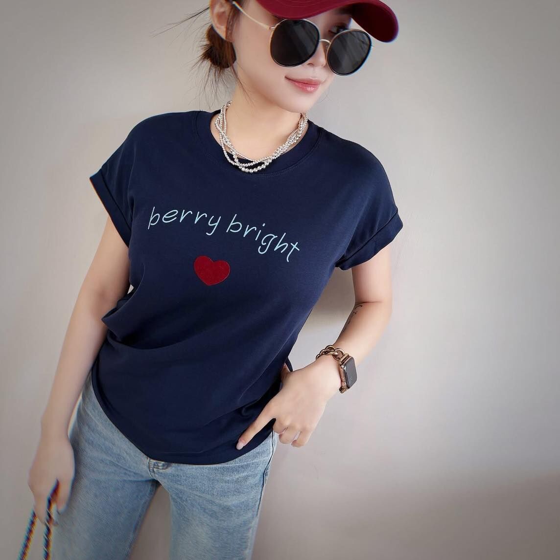 【簡約又可愛的植絨愛心字母造型棉tee】（現貨）