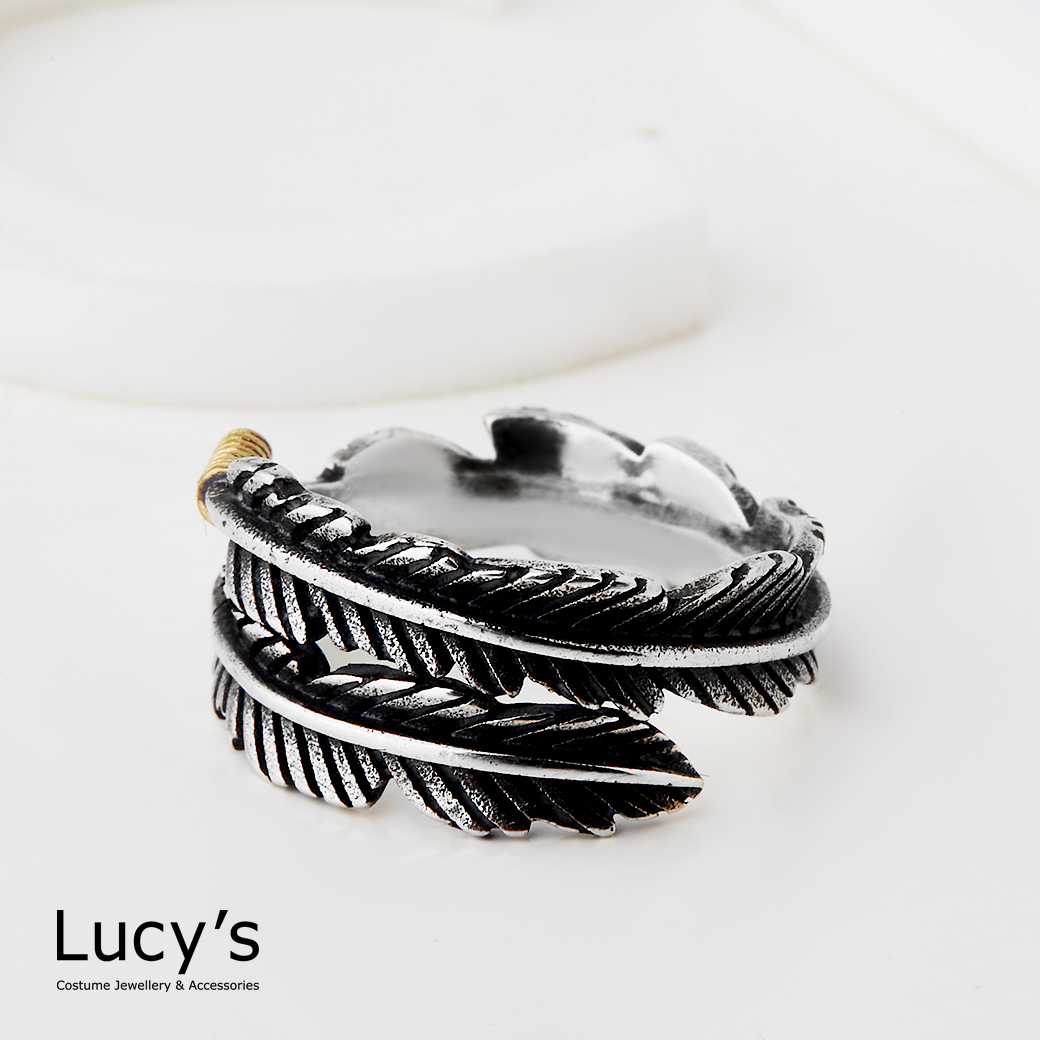 925純銀 暗羽 硫化開口戒 (123565)