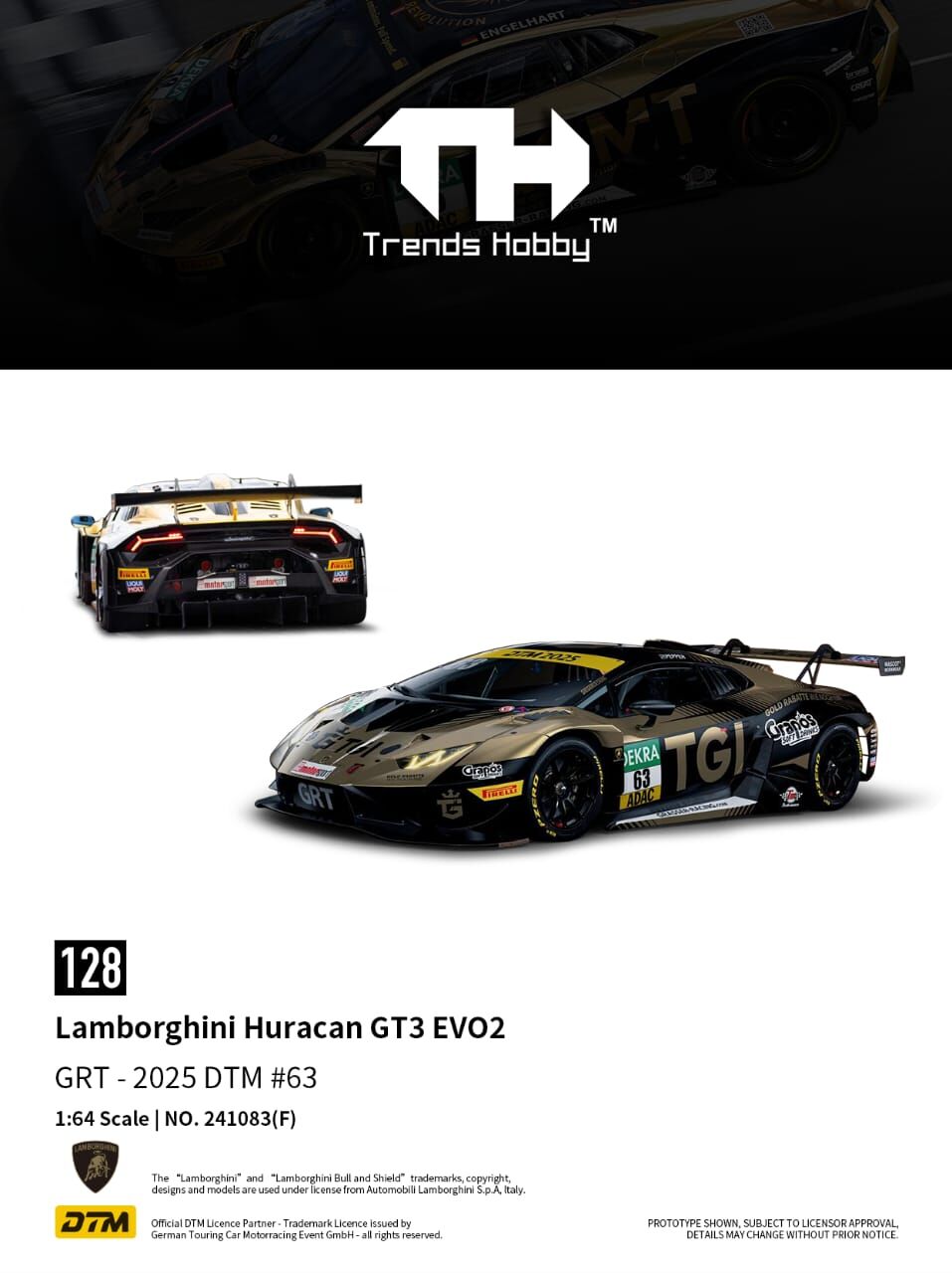 預訂 Pre Order - Trends Hobby Diecast 1/64 Lamborghini Huracan GT3 EVO2 - DTM 2025 #63
