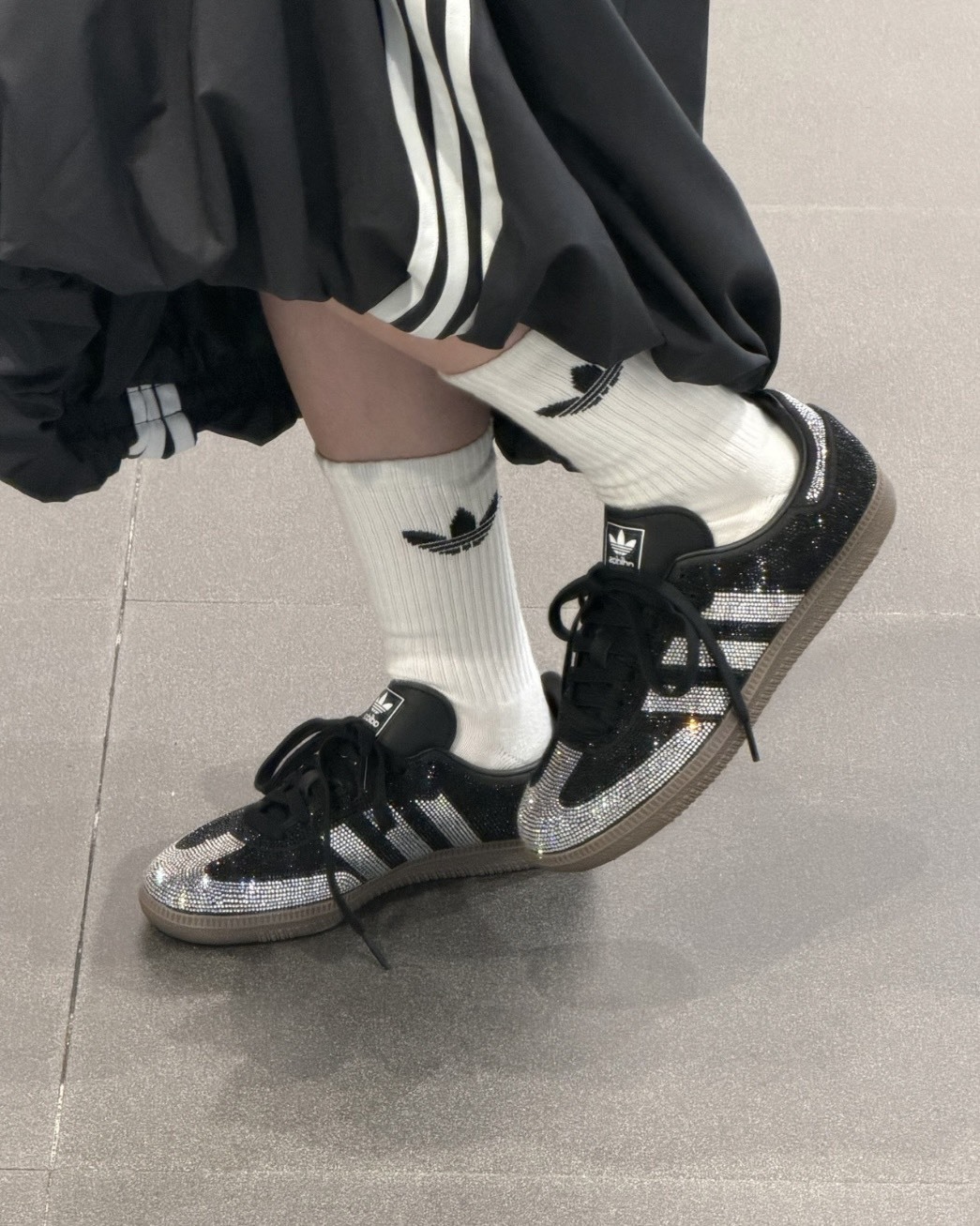 ADIDAS SAMBA OG 閃鑽 水鑽 黑銀 德訓鞋
