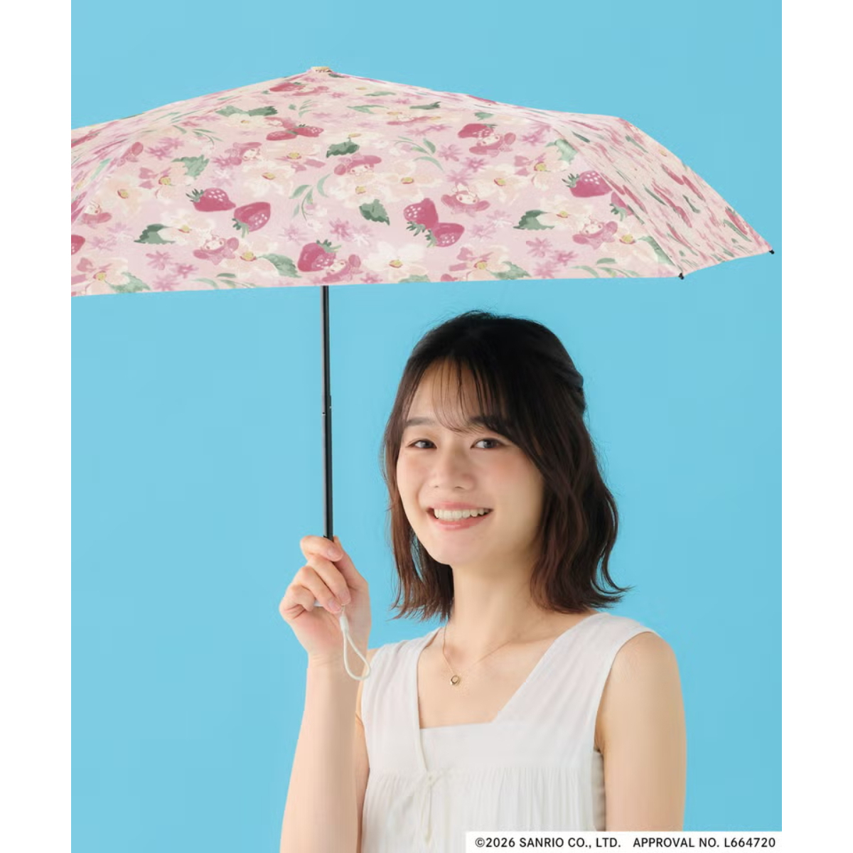 26080-MM Sanrio My Melody × WPC 晴雨兼用縮骨遮 花卉及水果 #JP-WPC26