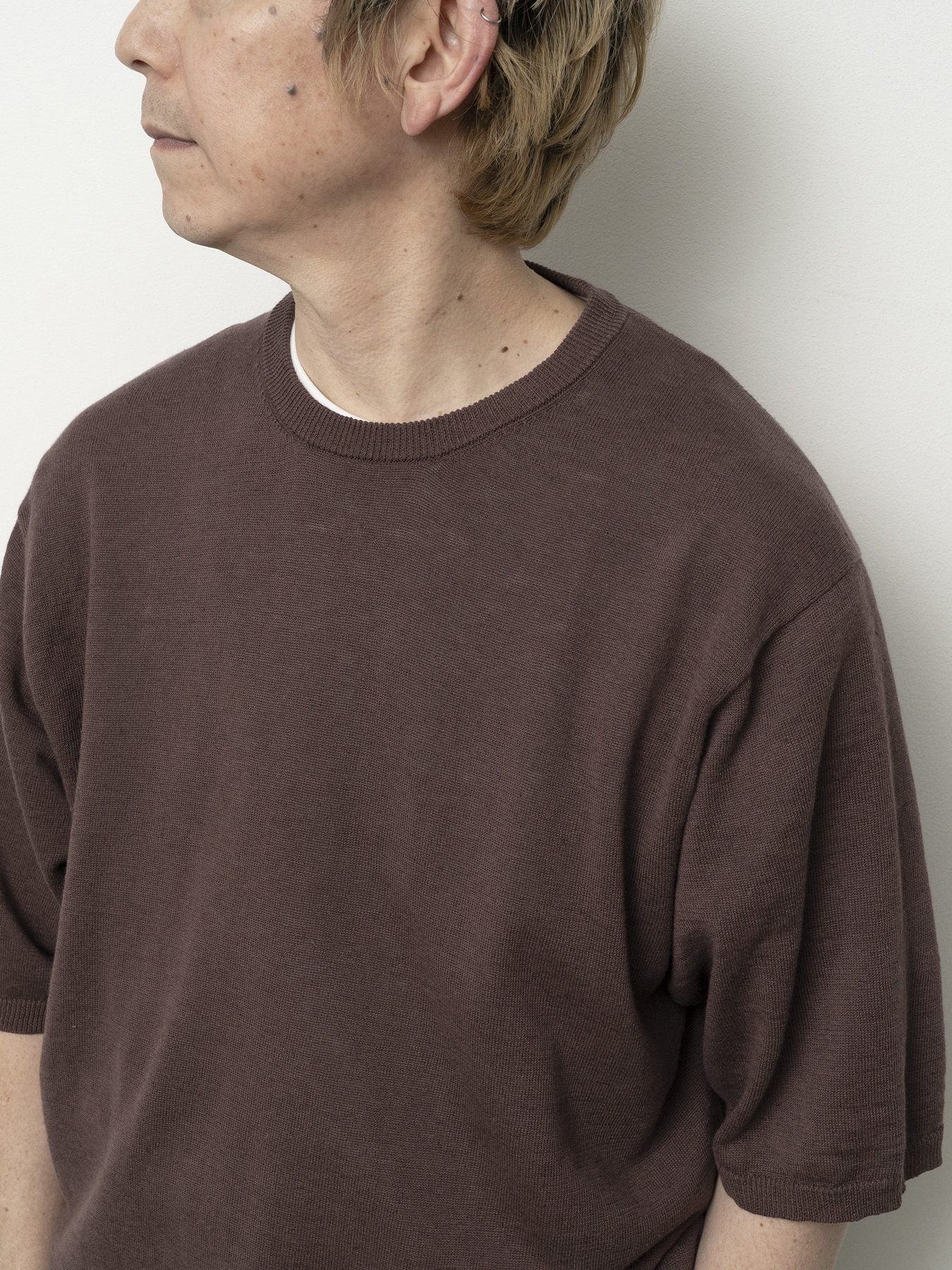 Still By Hand Linen Cotton Knitted T-Shirt KN03262