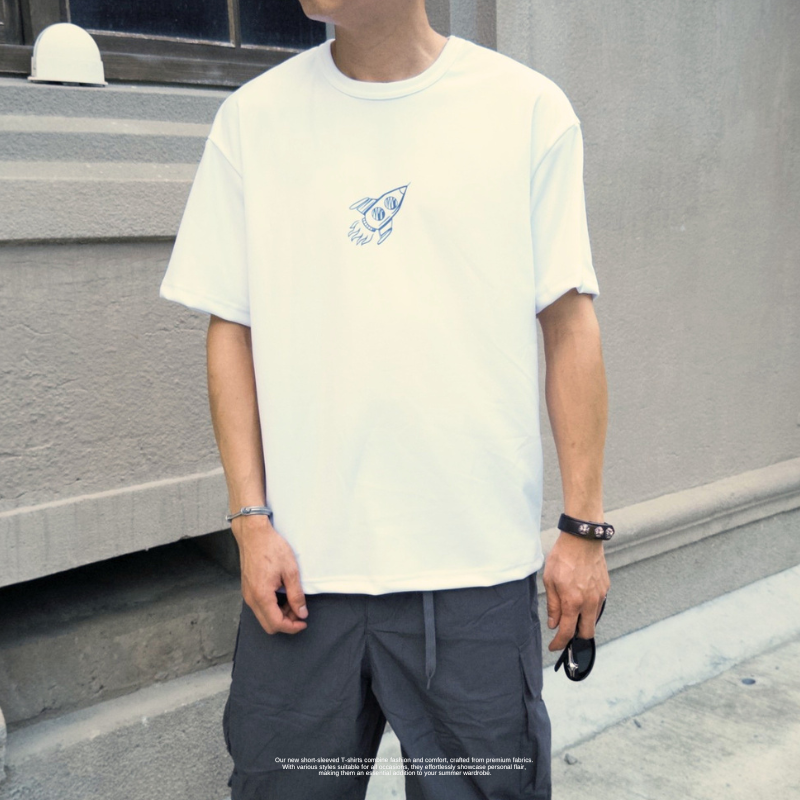 3M涼感砂羅馬布火箭漫畫落肩短T