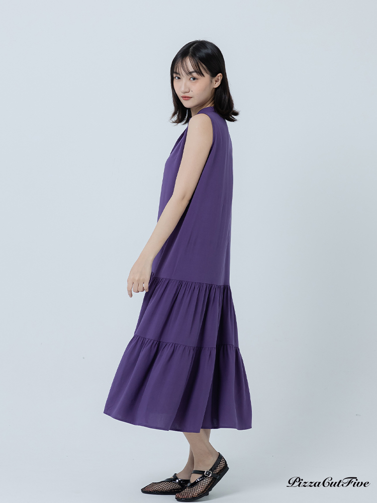 [兩件1580｜涼感洋裝]簡約素色立領無袖蛋糕洋裝 PizzaCutFive PCF262486068