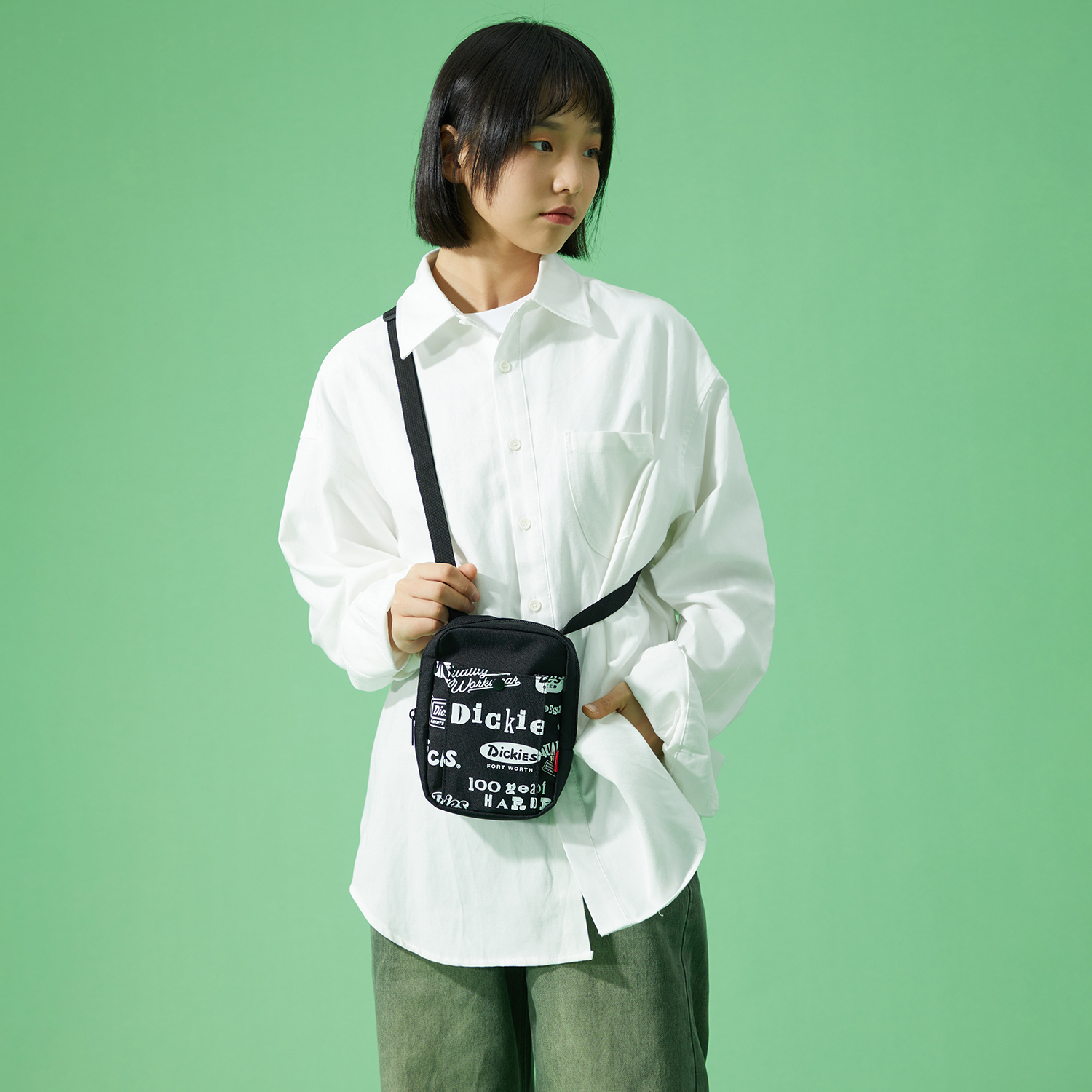 代購-Dickies 100週年限定 斜挎包 男女同款 黑色