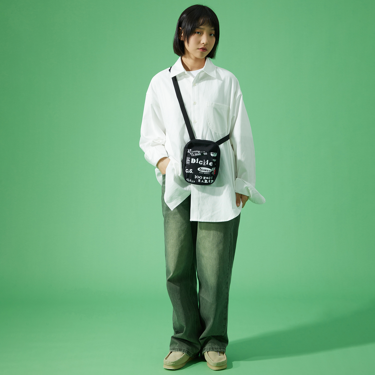 代購-Dickies 100週年限定 斜挎包 男女同款 黑色