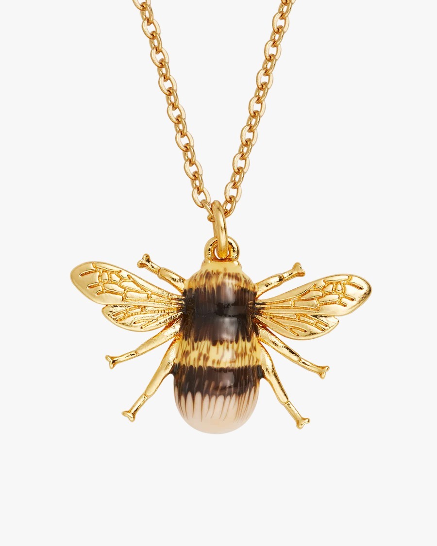 英國代購-FABLE ENGLAND Gold Honey Bee Enamel Necklace