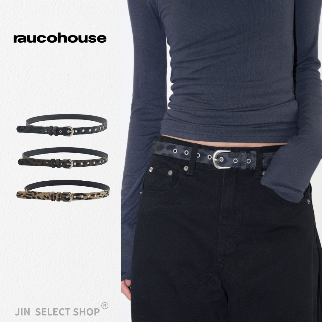 🇰🇷韓國 RAUCOHOUSE 銀扣豹紋腰帶皮帶 皮帶 造型