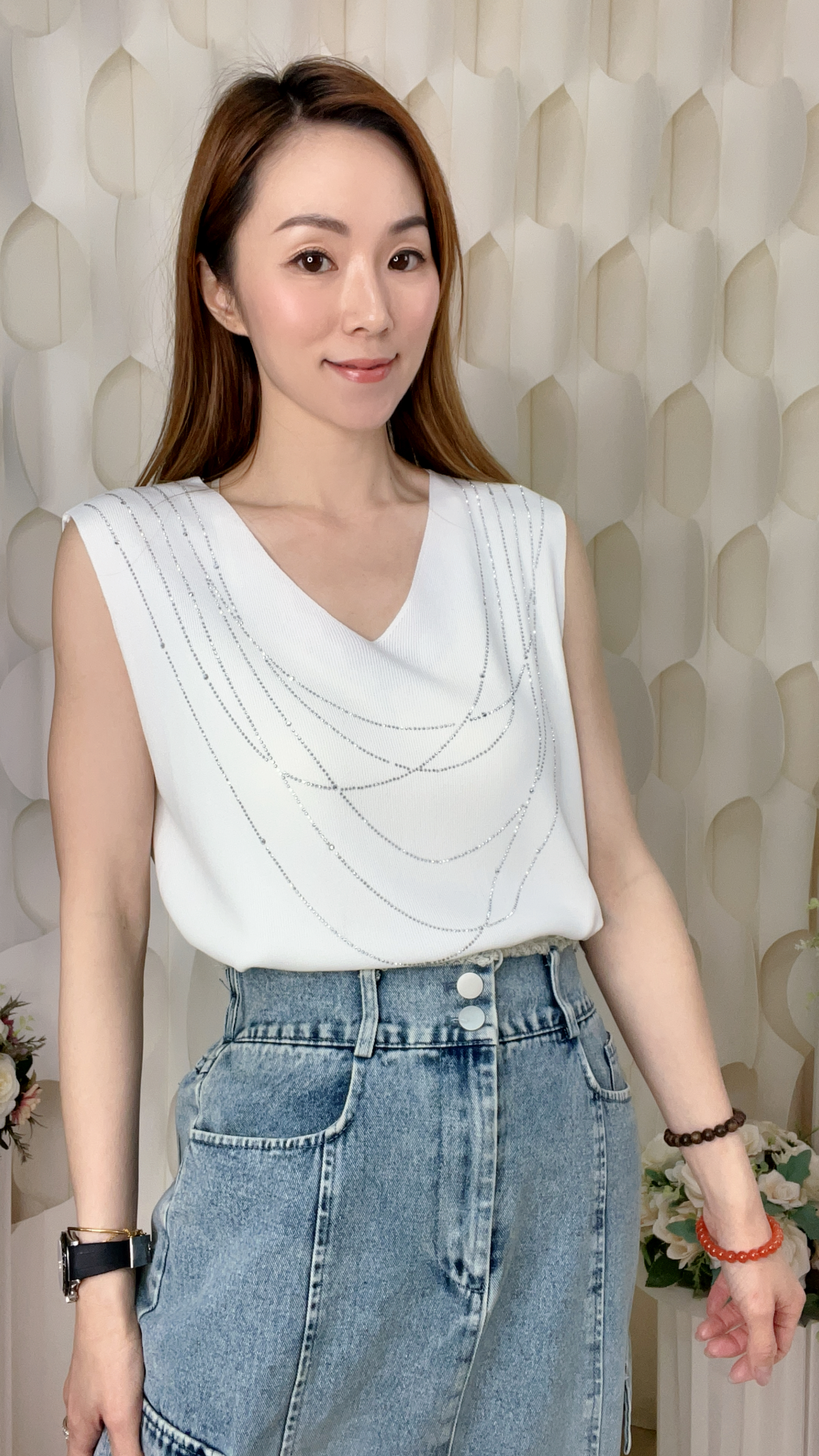 冰絲針織燙磚背心(胸:36-48 腰:38-48 長25 吋)56315#1704clo