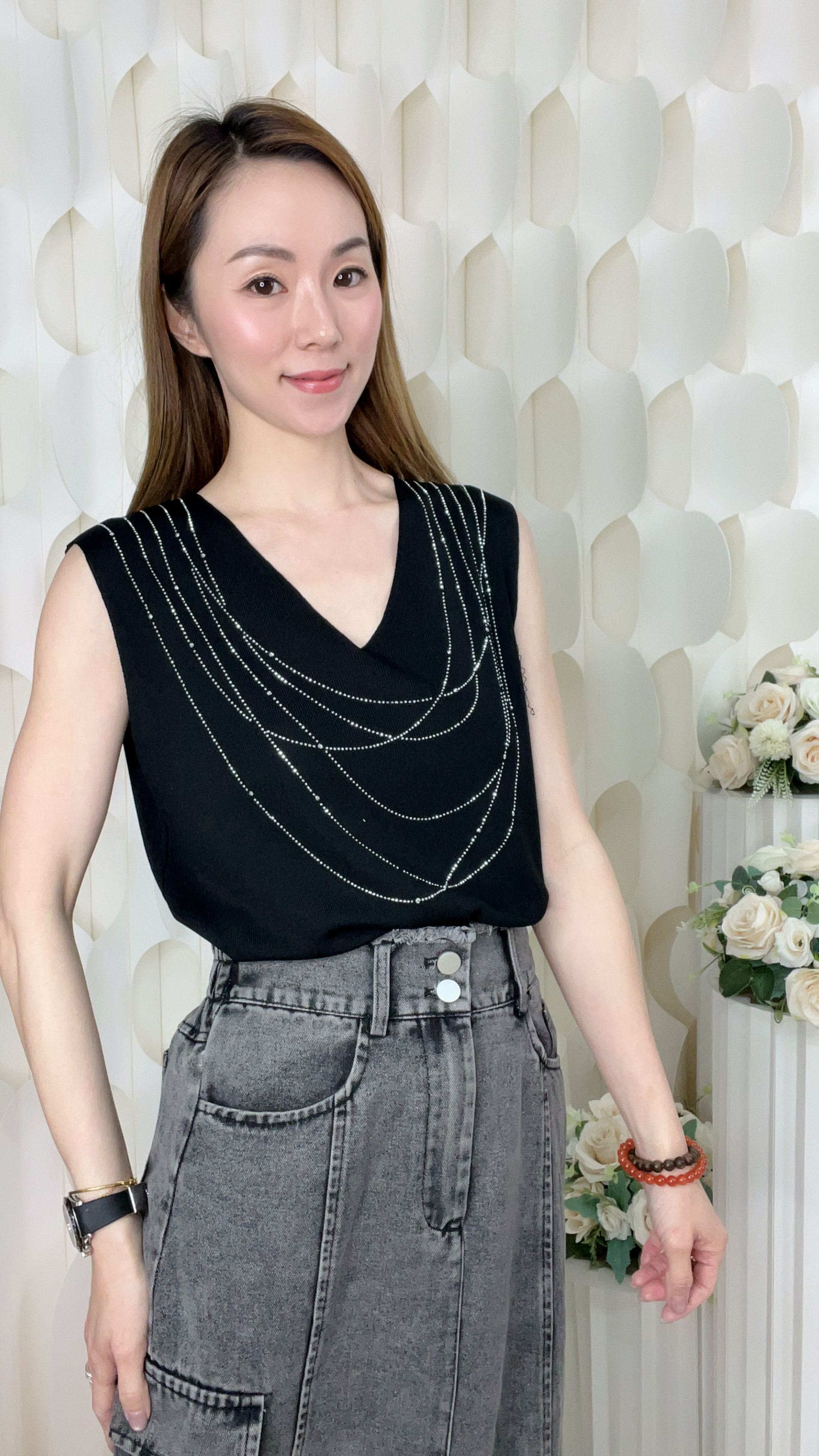 冰絲針織燙磚背心(胸:36-48 腰:38-48 長25 吋)56315#1704clo