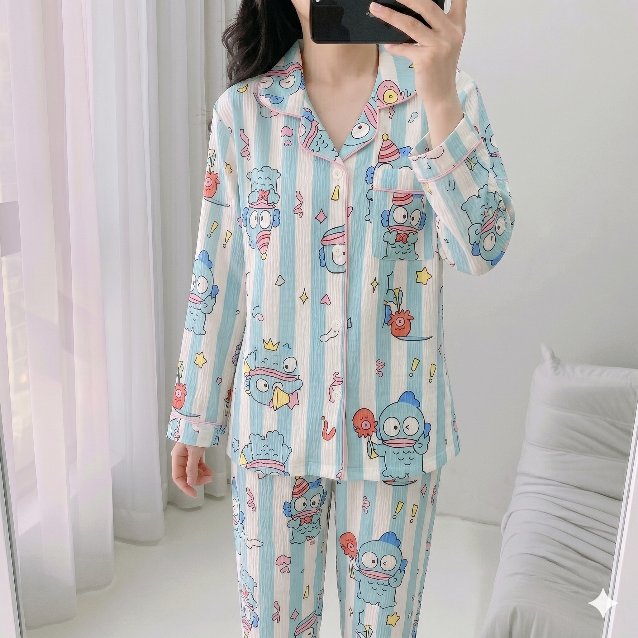 【醜魚漢頓】滿版卡通印花睡衣套裝（親子款）