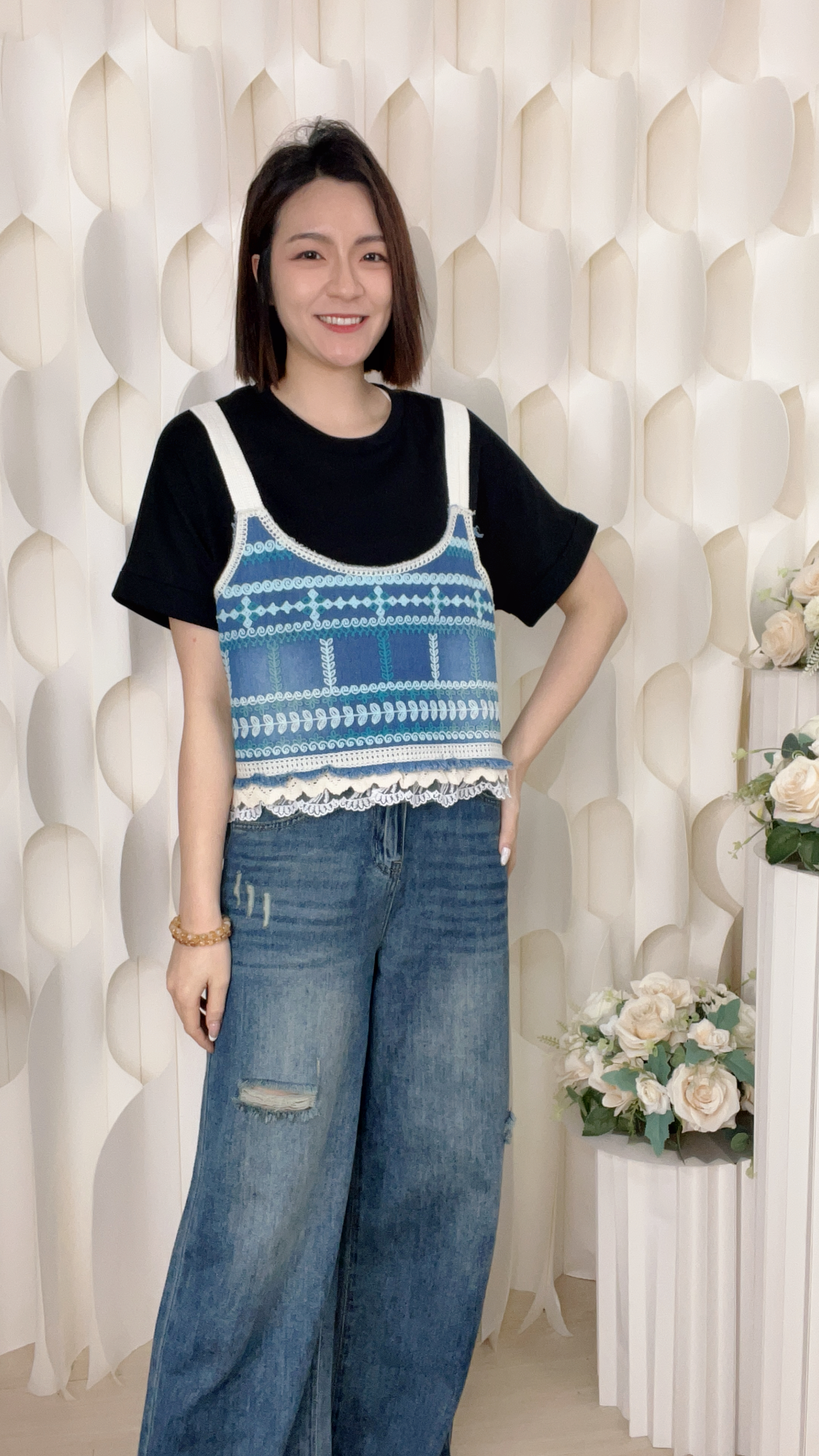 洗水軟牛仔料復古磨破工藝長褲(腰/ S:26/M:28/L:30 吋)1522#1704clo