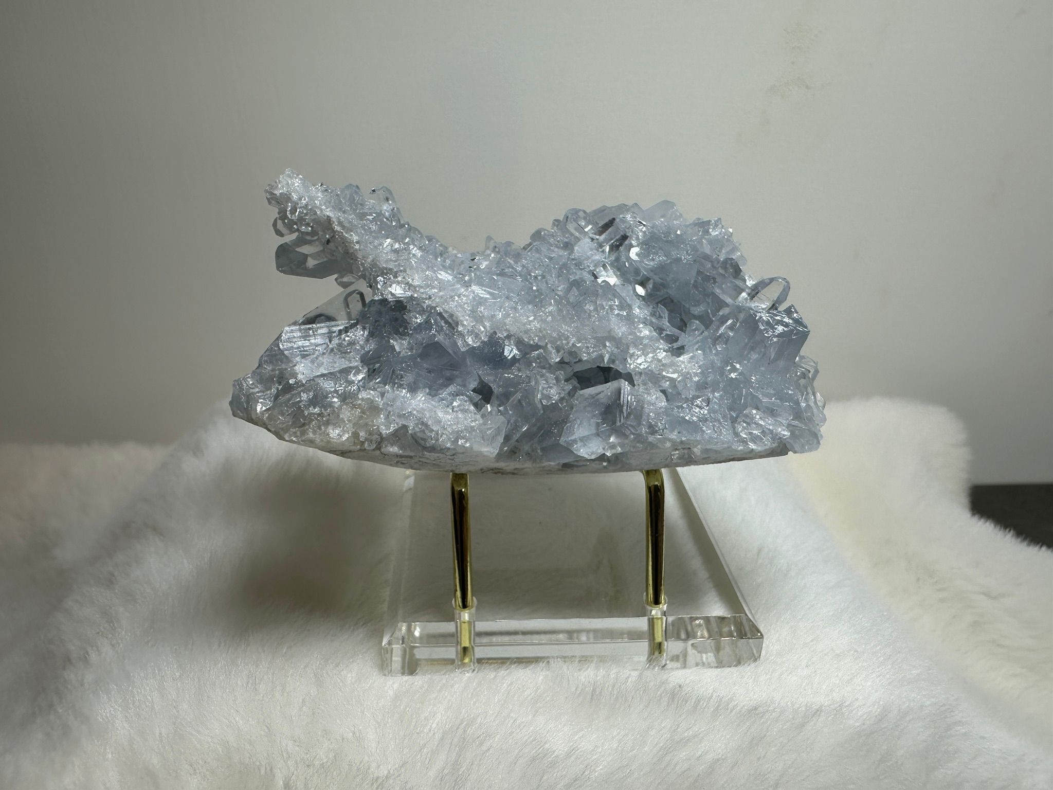 HKAG0417-018 稀有馬達加斯加 爆閃砂糖天青石 (126G) 淺藍色 細牙 閃爍砂糖 (A18)