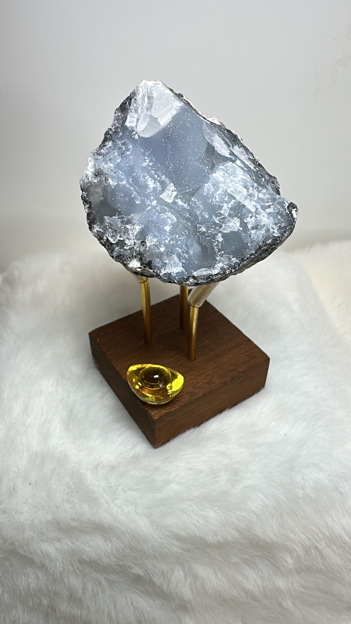 HKAG0417-023 墨西哥晶洞 (細砂糖) 送黃色琉璃金元寶1個 (A23)