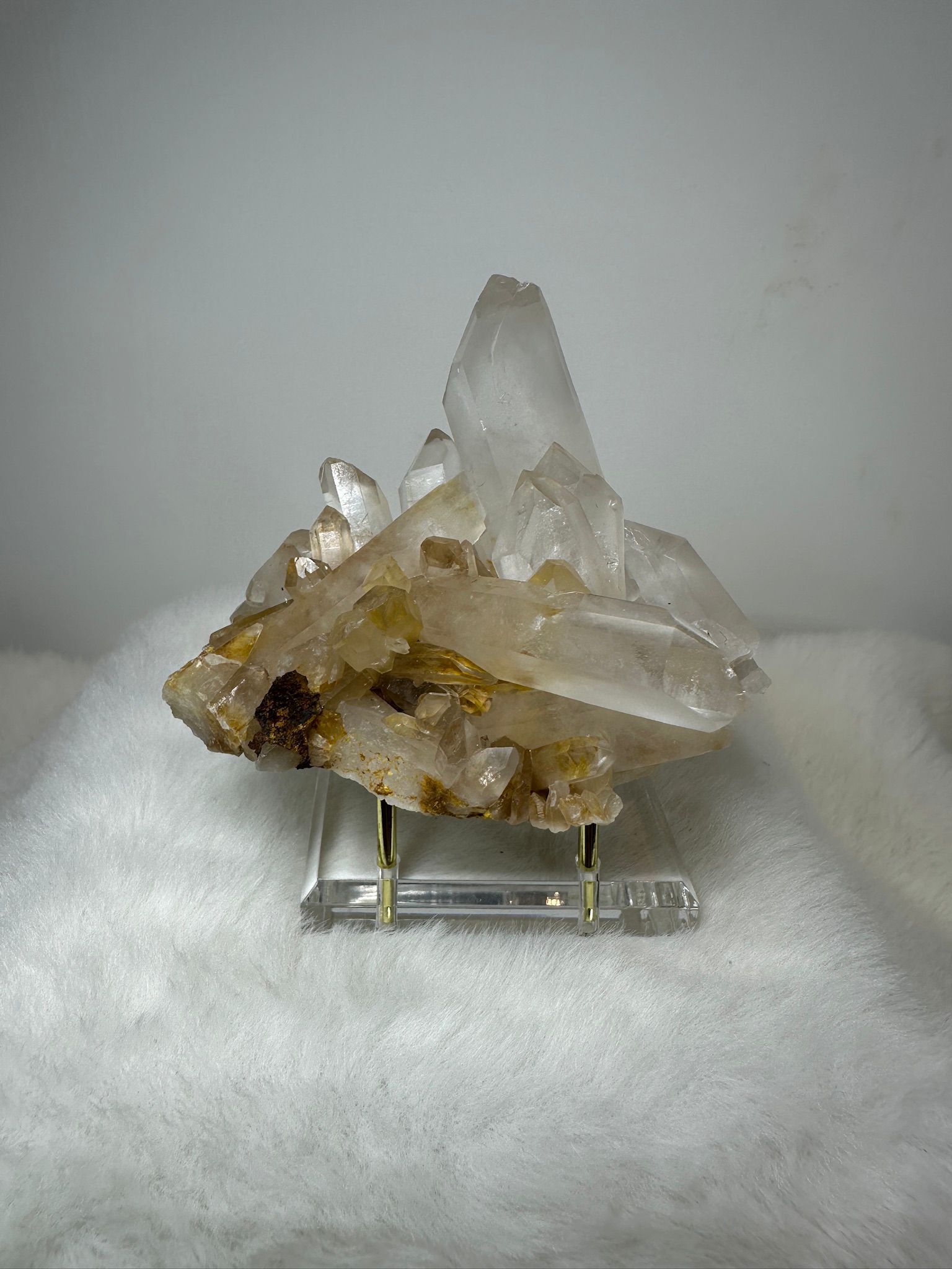 HKAG0417-020 馬達加斯加 原皮原礦雙色白晶簇  黃膠花共生 (A20)