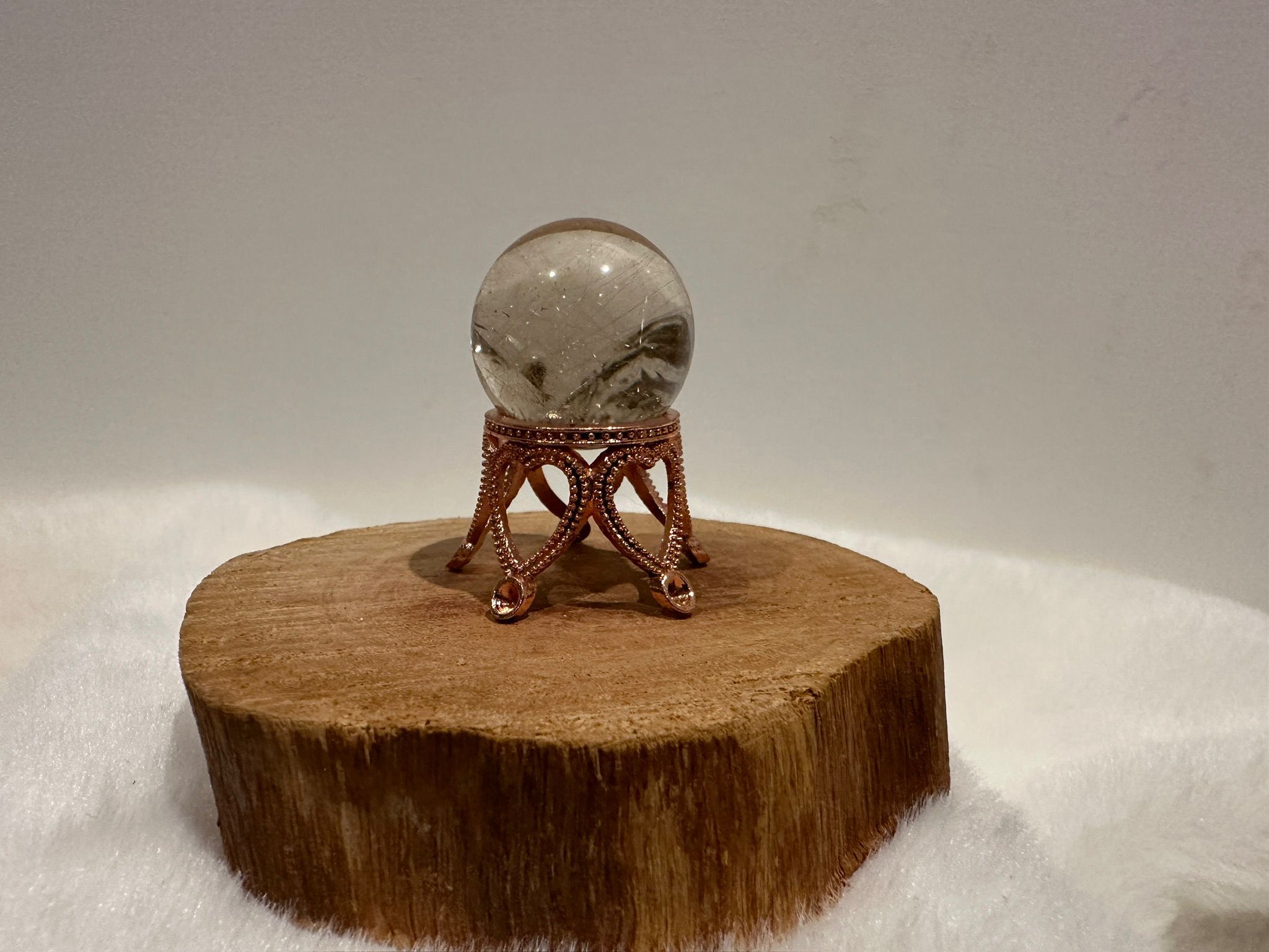 HKAG0417-039 茶晶小水晶球 21mm (帶金髮) (連皇冠座) (A39)