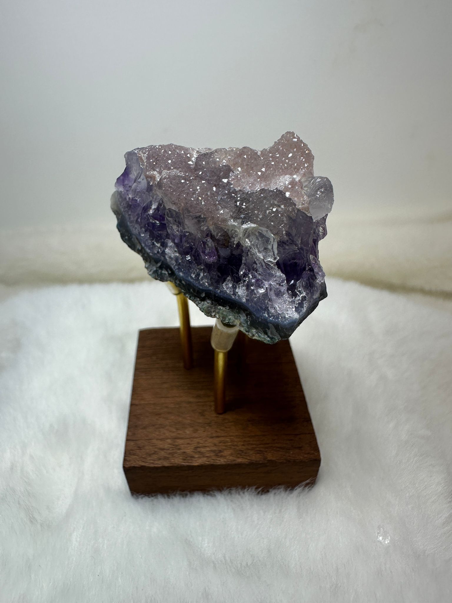 HKAG0417-059 稀有雙色原皮異象晶鎮 (淺粉紅砂糖面+紫水晶層) (A59)