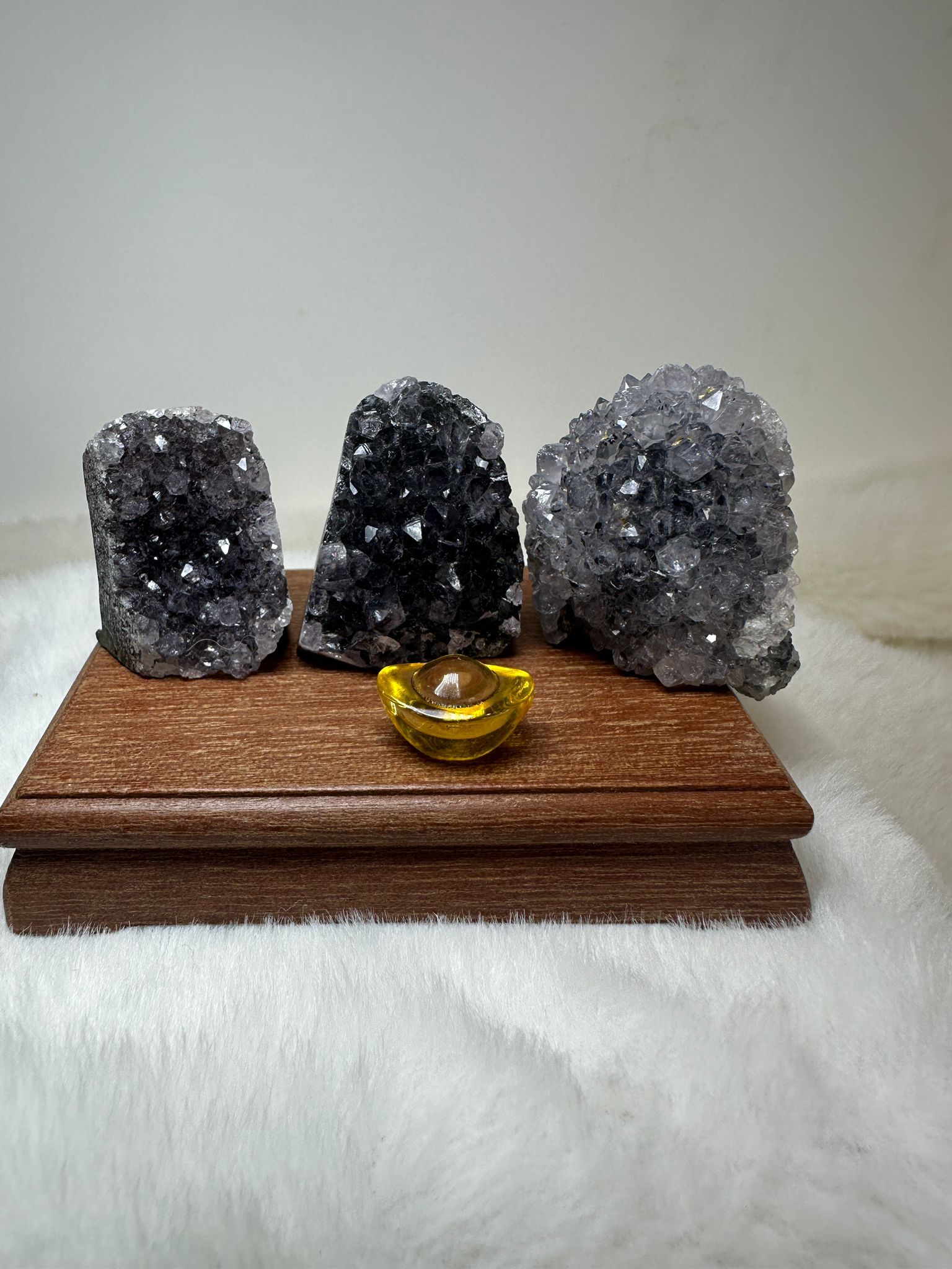 HKAG0417-073 巴西迷你彩晶鎮套裝 2 送黃色琉璃金元寶1個+底座 (A73)