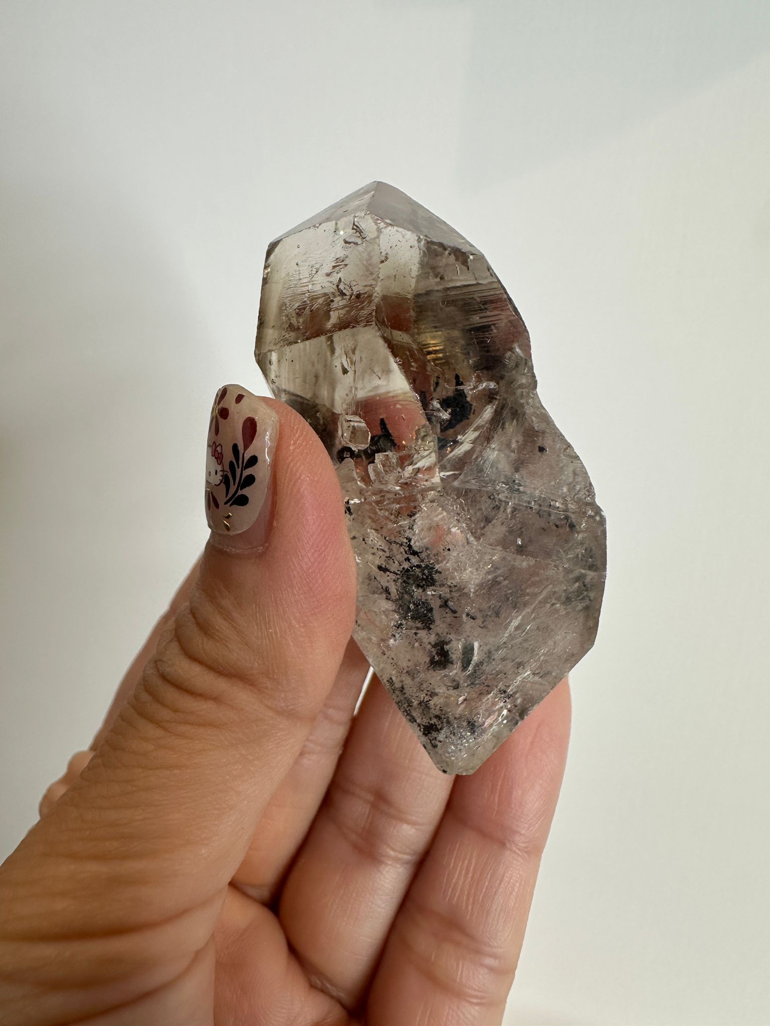 HKAG0417-078 茶晶閃靈鑽 55g (四川閃靈) 連底座 內含物 炭瀝青 (A78)