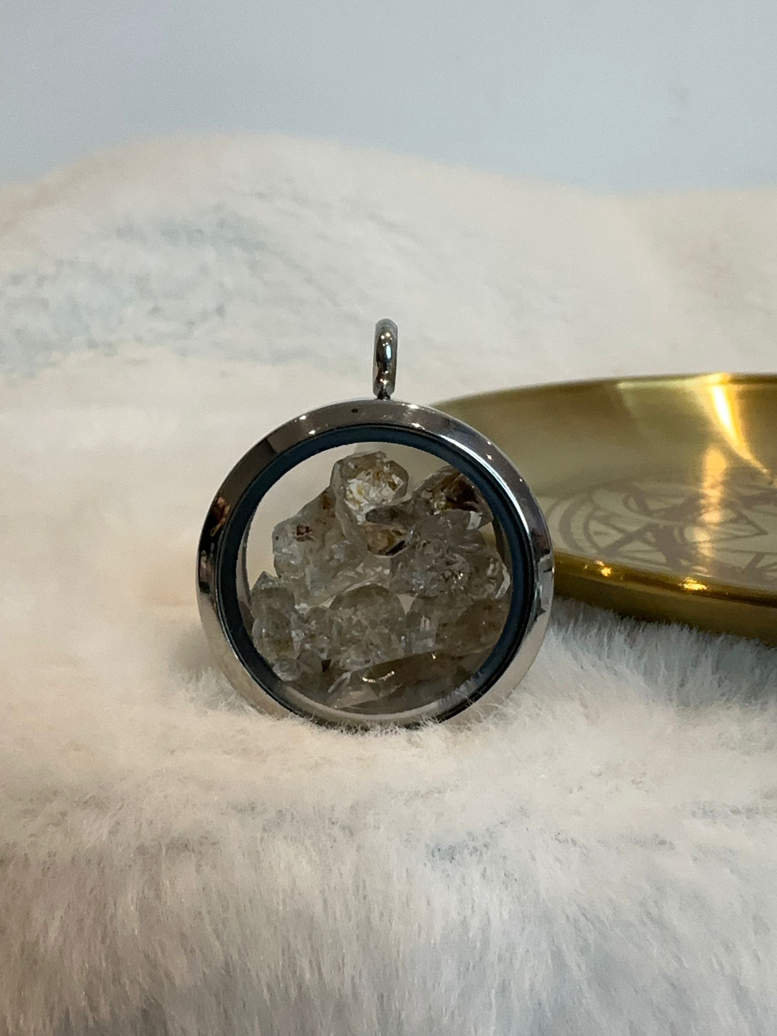 HKAG0417-108 巴基斯坦帶黃油閃靈鑽可調節吊咀  (油膽) (銀色) 直徑29.8mm 厚度11.5mm (A108)