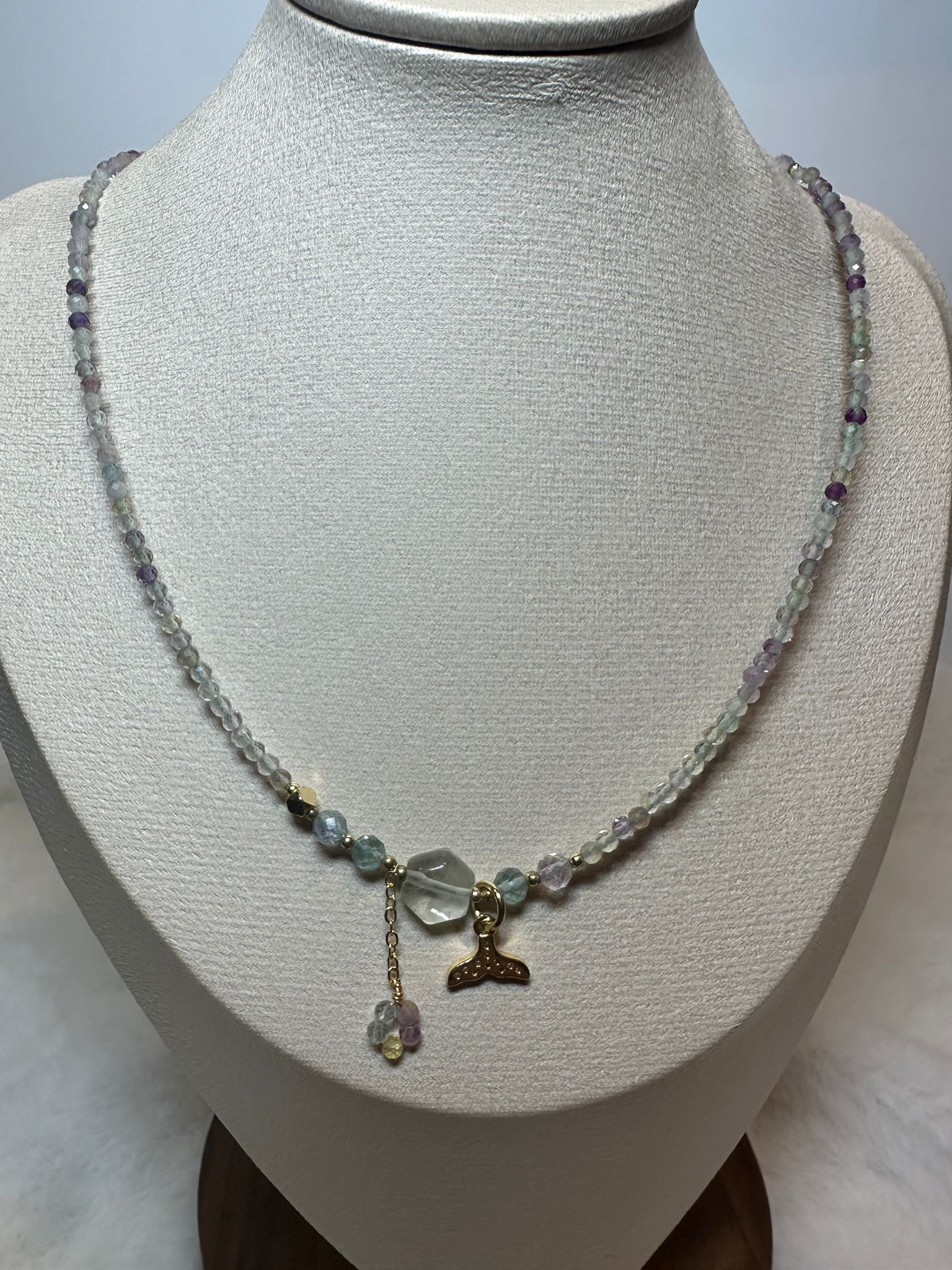 HKAG0417-120 螢石 小米珠 設計款可調節頸鏈 2.8MM 58CM長  (可調節) (A120)