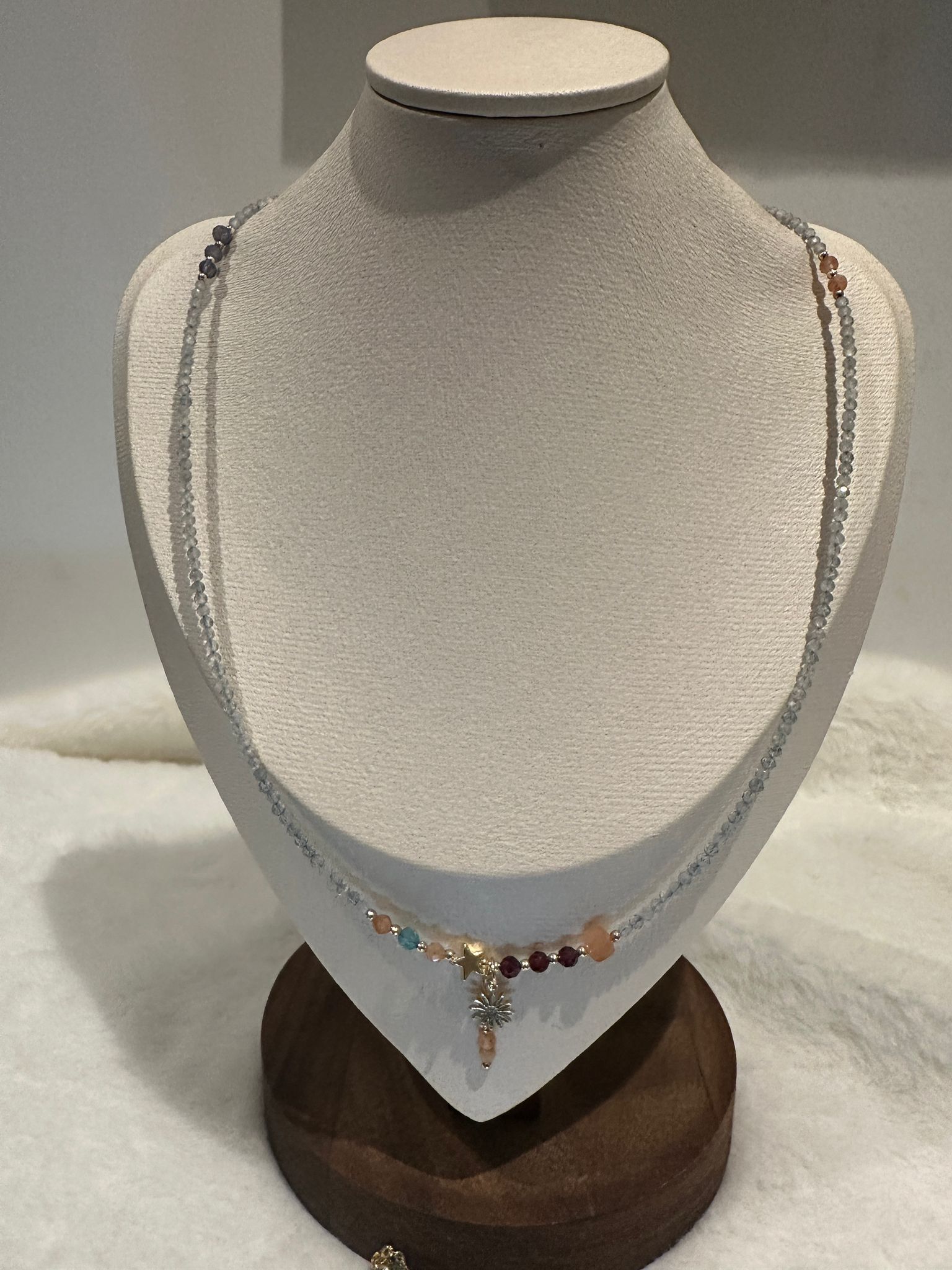 HKAG0417-121 灰月光 小米珠 設計款可調節頸鏈 2.2MM 58CM長 (可調節) (A121)