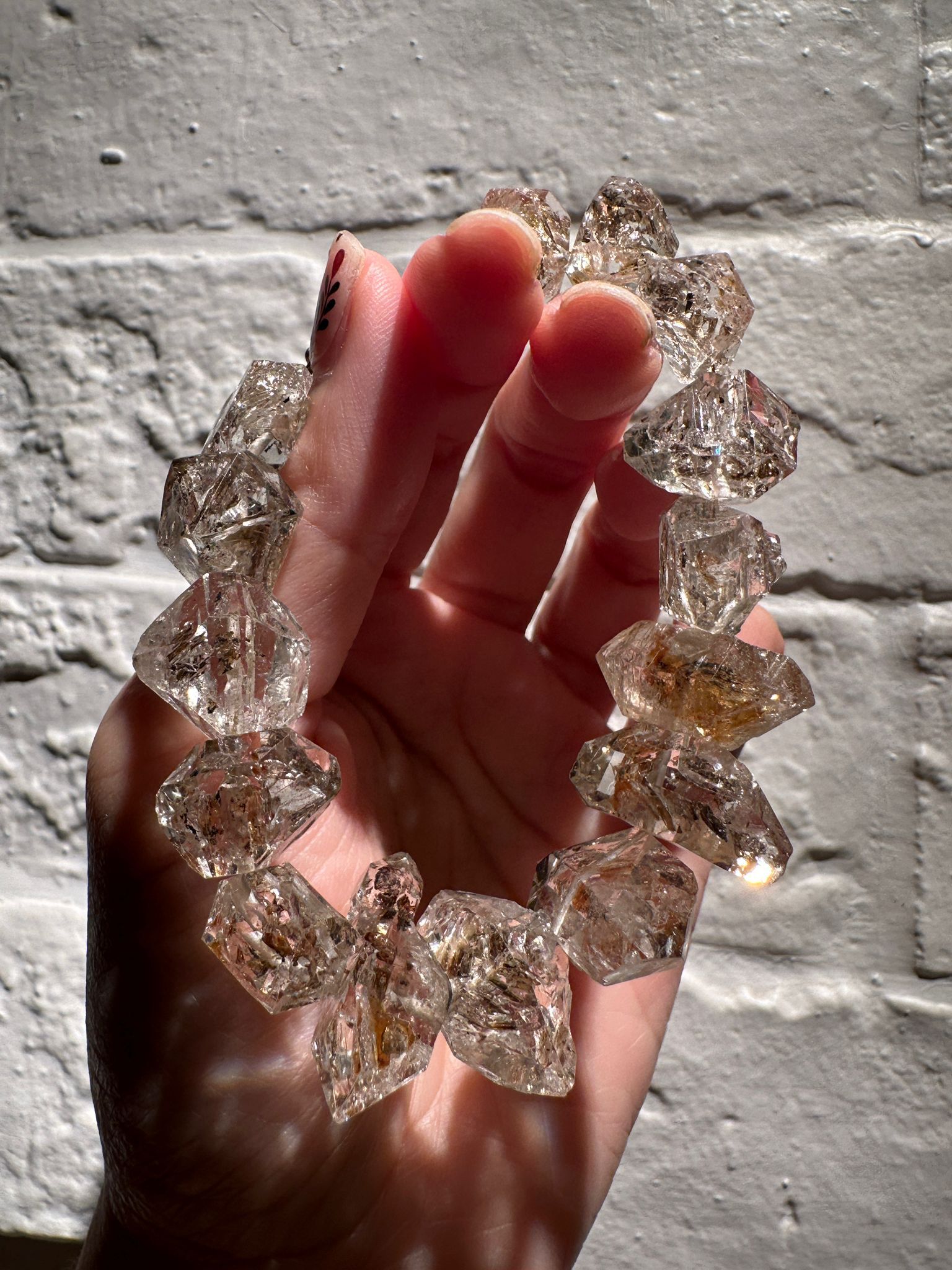 HKAG0417-129 收藏級巴基斯坦黃油閃靈鑽手鏈 (高透閃) (大) 內含物 -石油 紫燈照會有螢光反應 (A129)